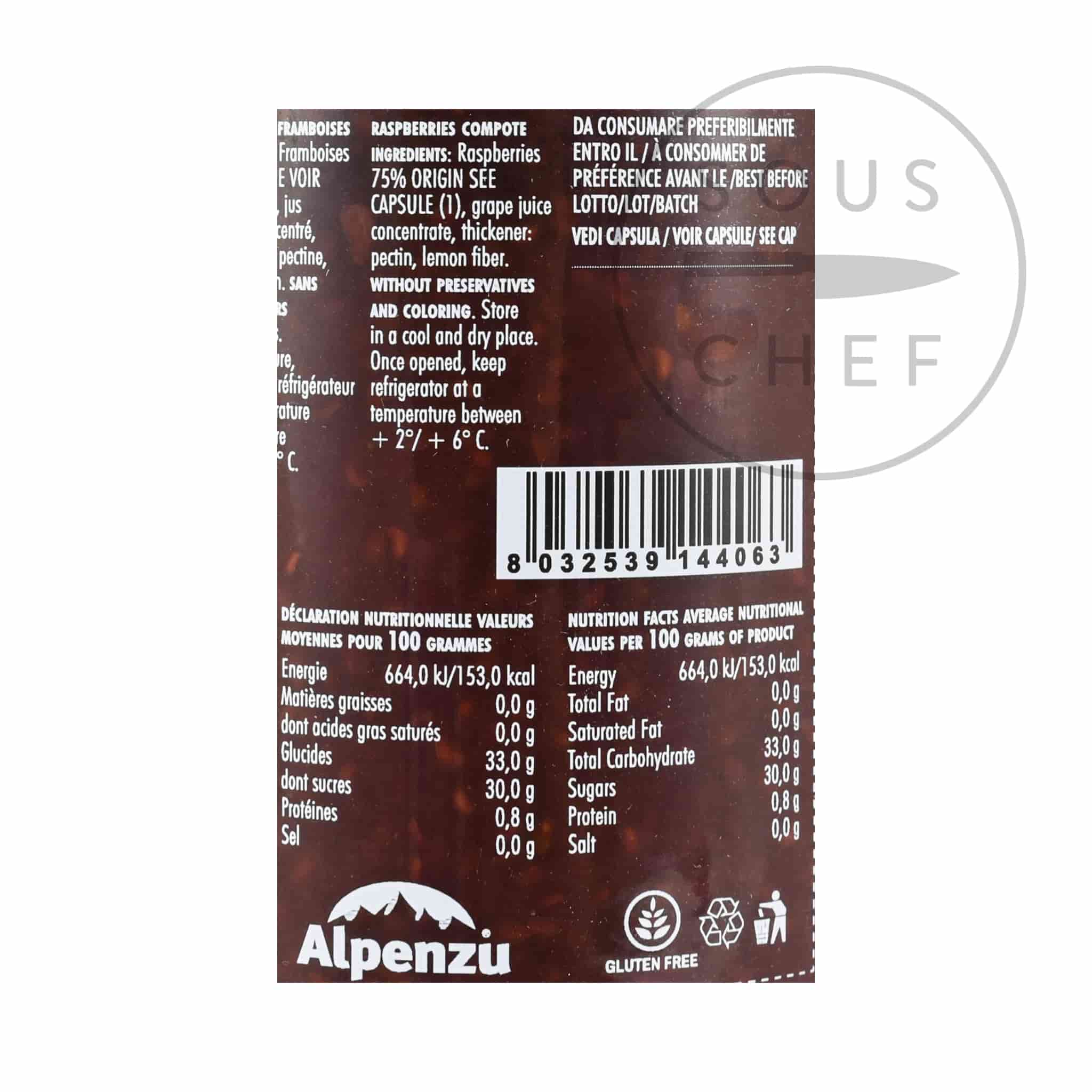 Alpenzu Raspberry Preserve 100% Fruit Jam, 350g - Image 2