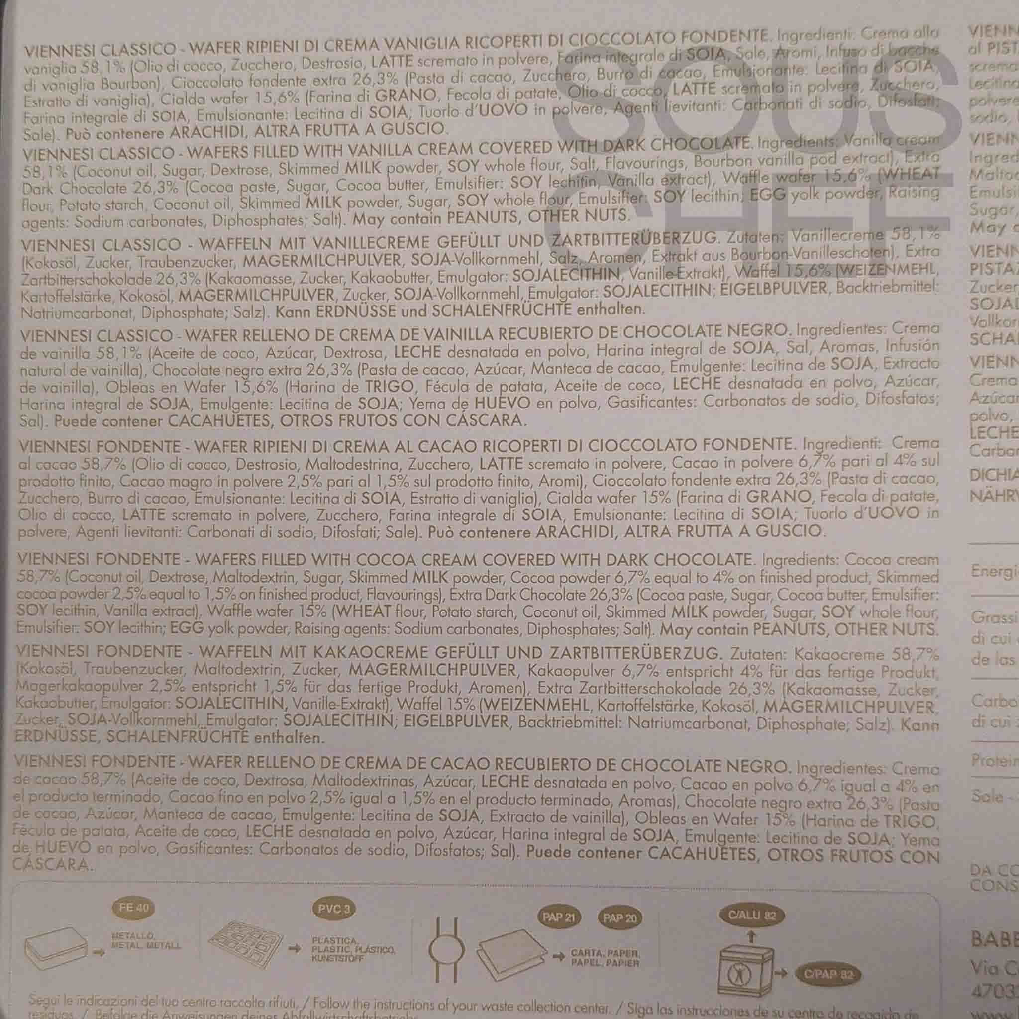 Short Dated Babbi Viennesi De Luxe Wafer Selection, 15 Pieces - Image 3