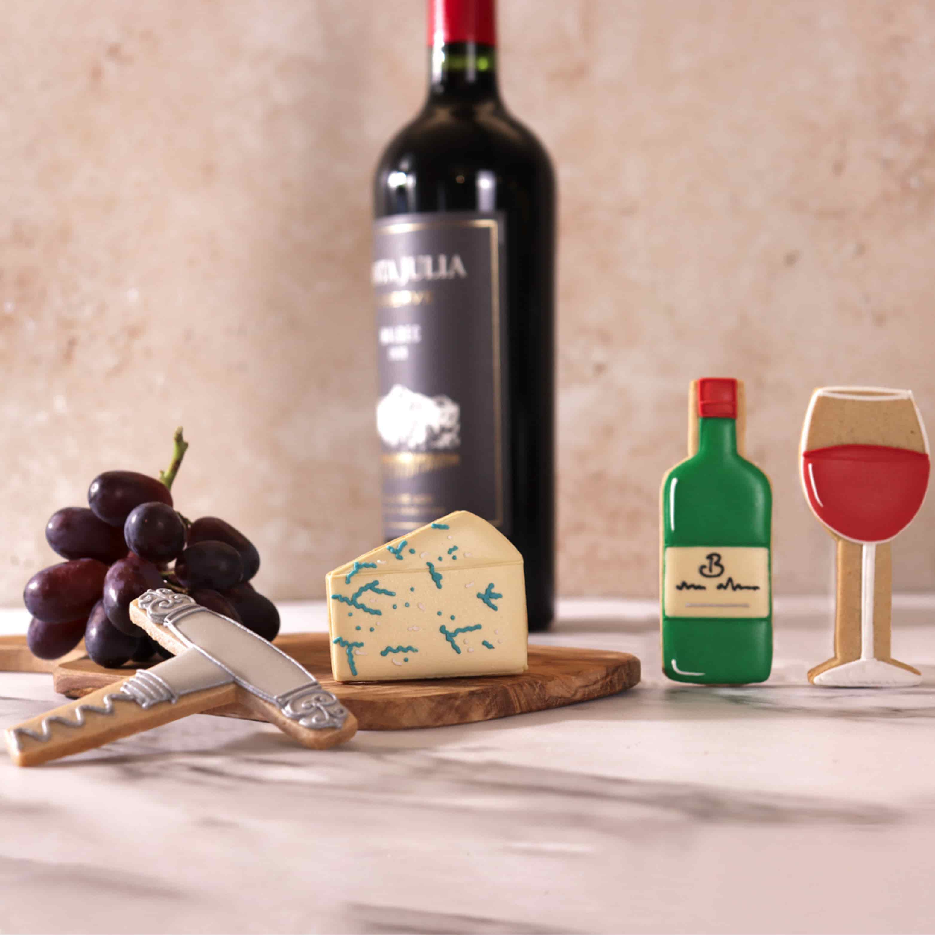 Biscuiteers Cheese & Wine Large Letterbox Iced Biscuits, 60g - Image 2