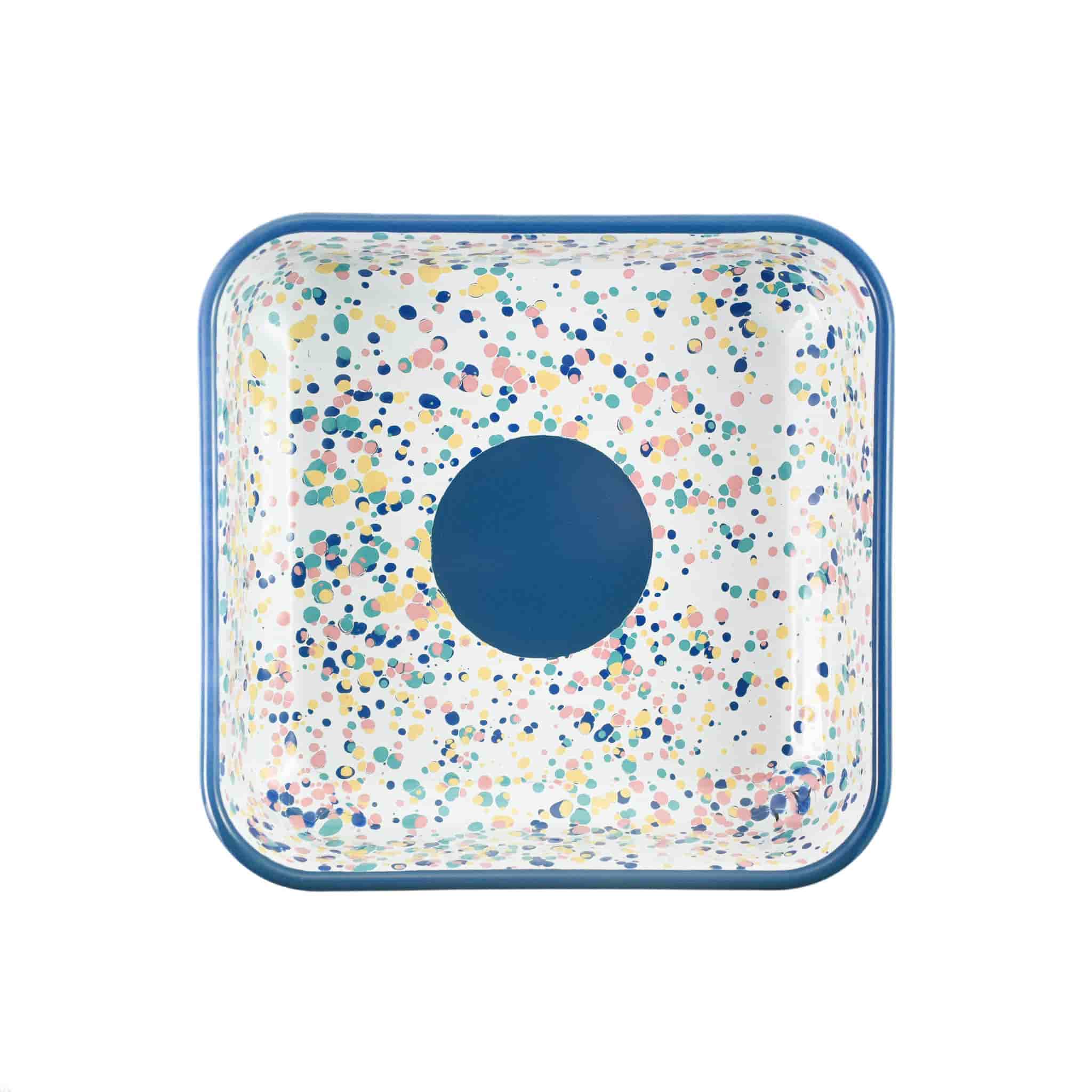 Blue Dot Enamel Square Roasting & Serving Dish, 21cm - Image 2