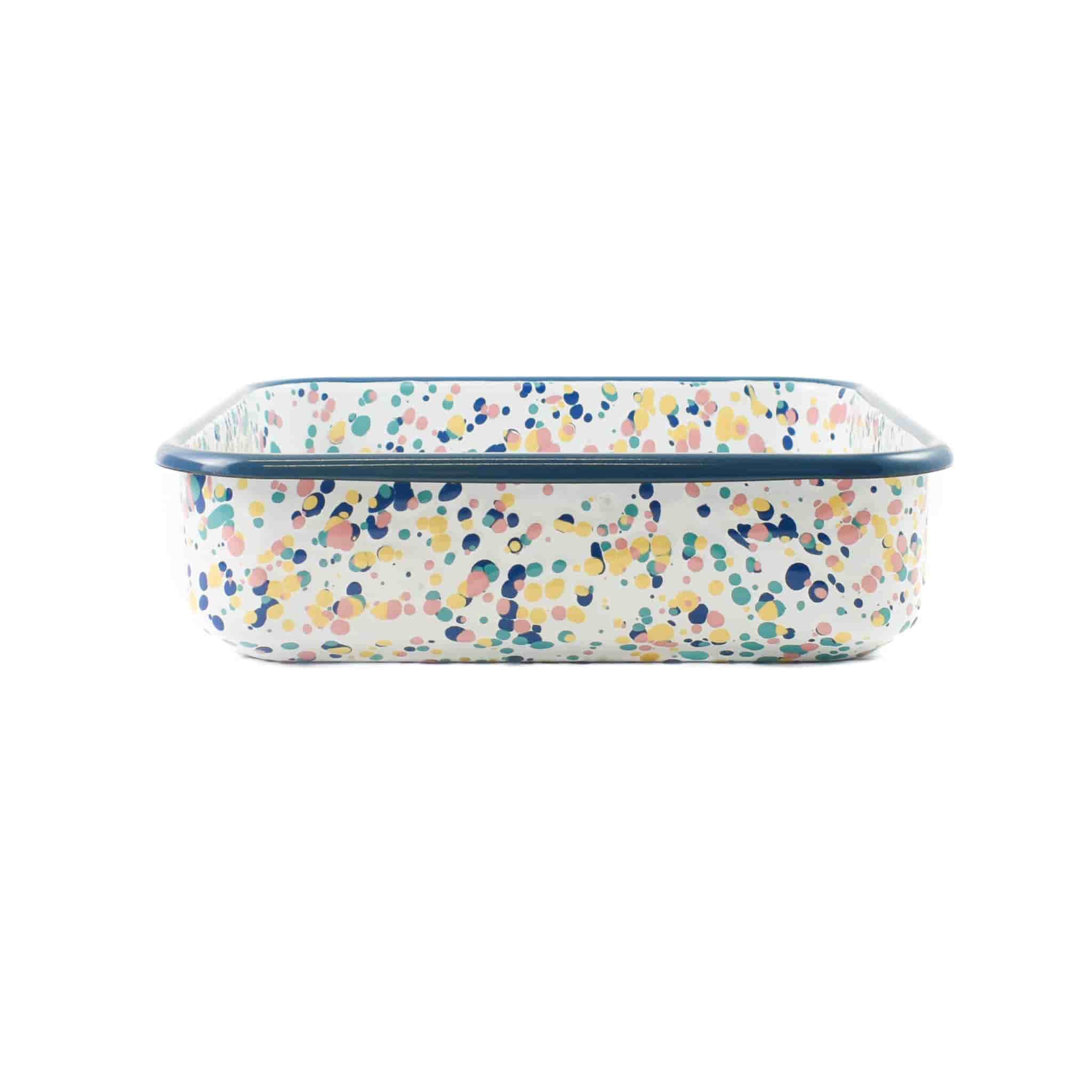 Blue Dot Enamel Square Roasting & Serving Dish, 21cm - Image 3