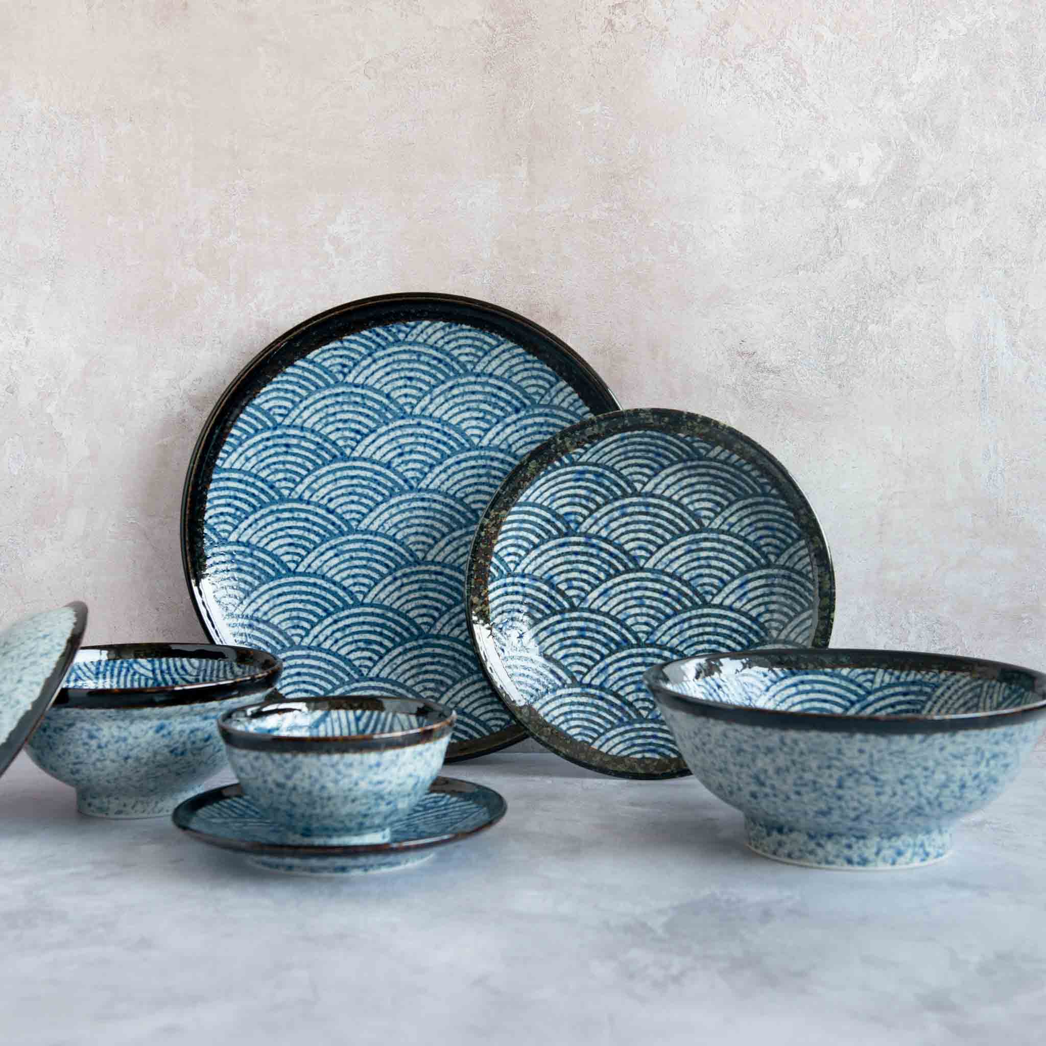 Blue Wave Covered Bowl, 15.7cm - Image 5
