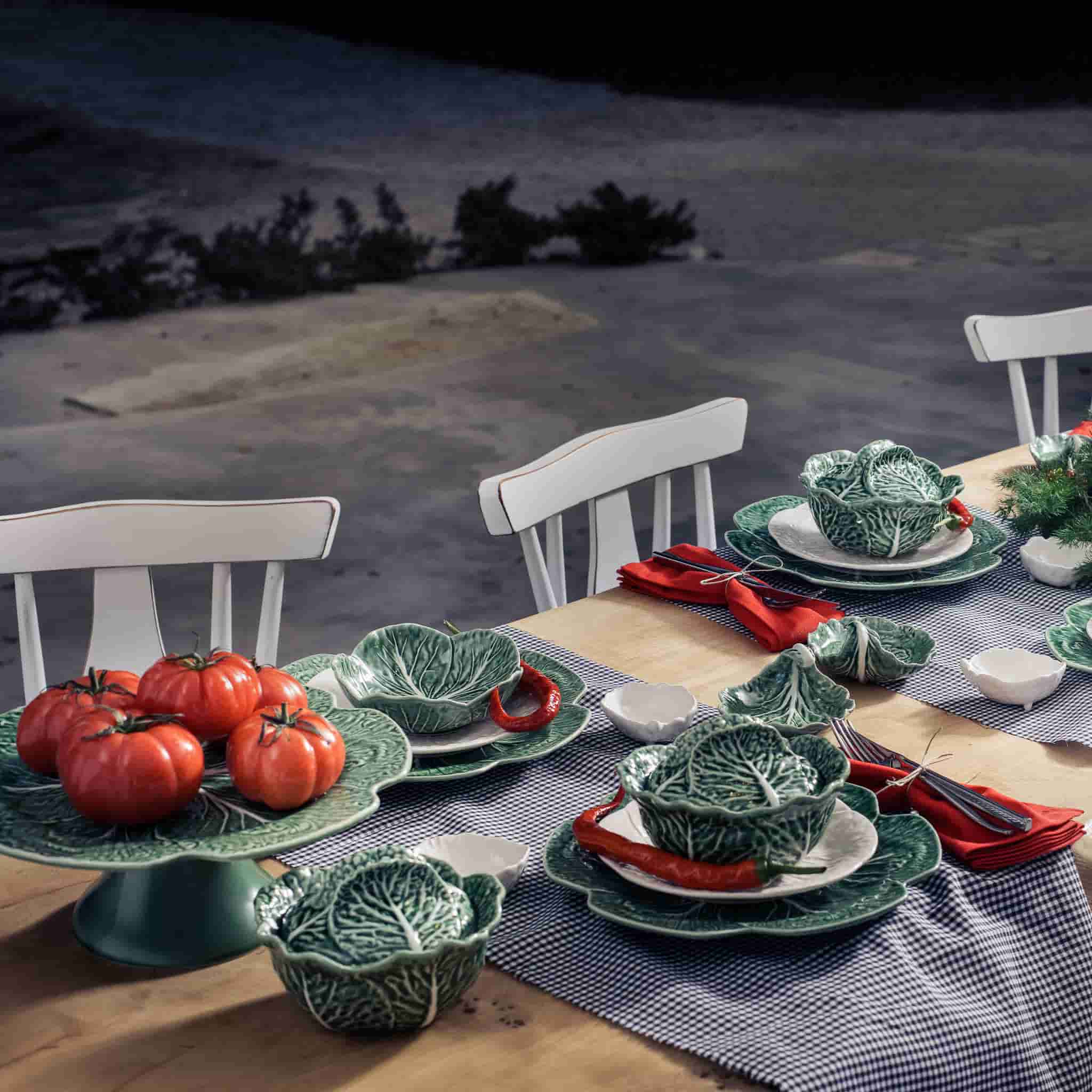 Bordallo Pinheiro Green Cabbage Cake Stand, 31cm - Image 2