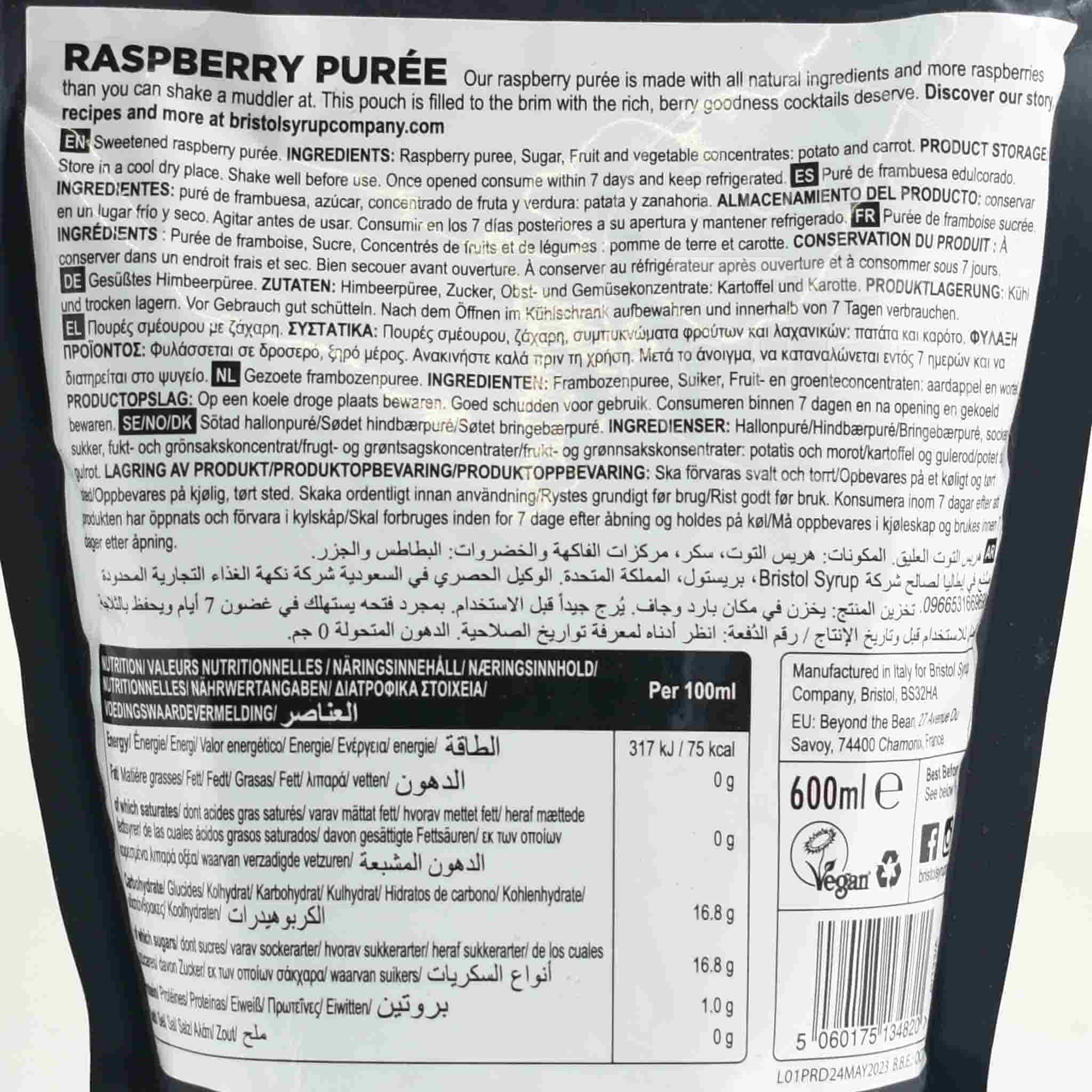 Bristol Syrup Co Raspberry Puree, 600ml - Image 2