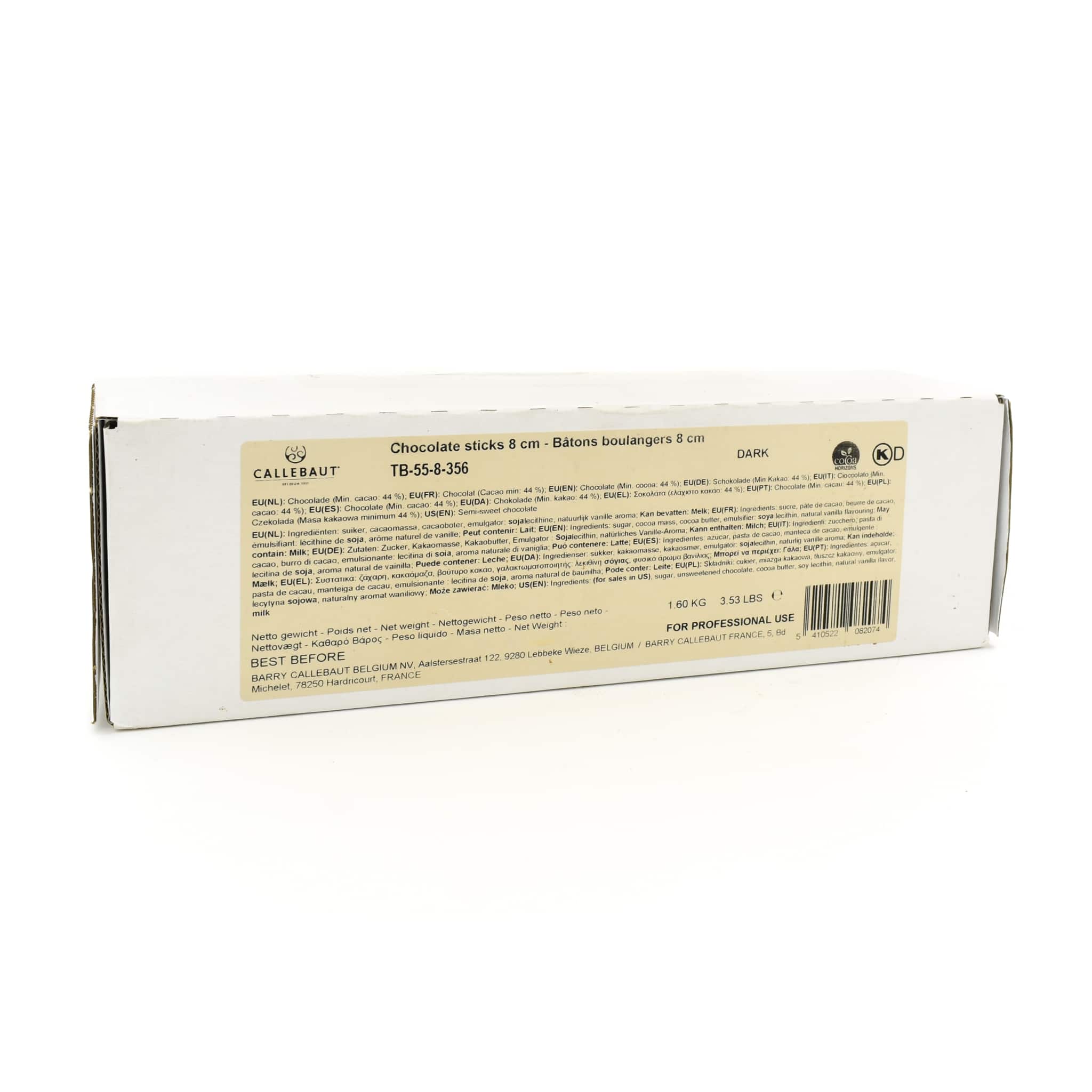 Callebaut Dark Chocolate Croissant & Pain Au Chocolat Sticks 8 cm, 1.6kg