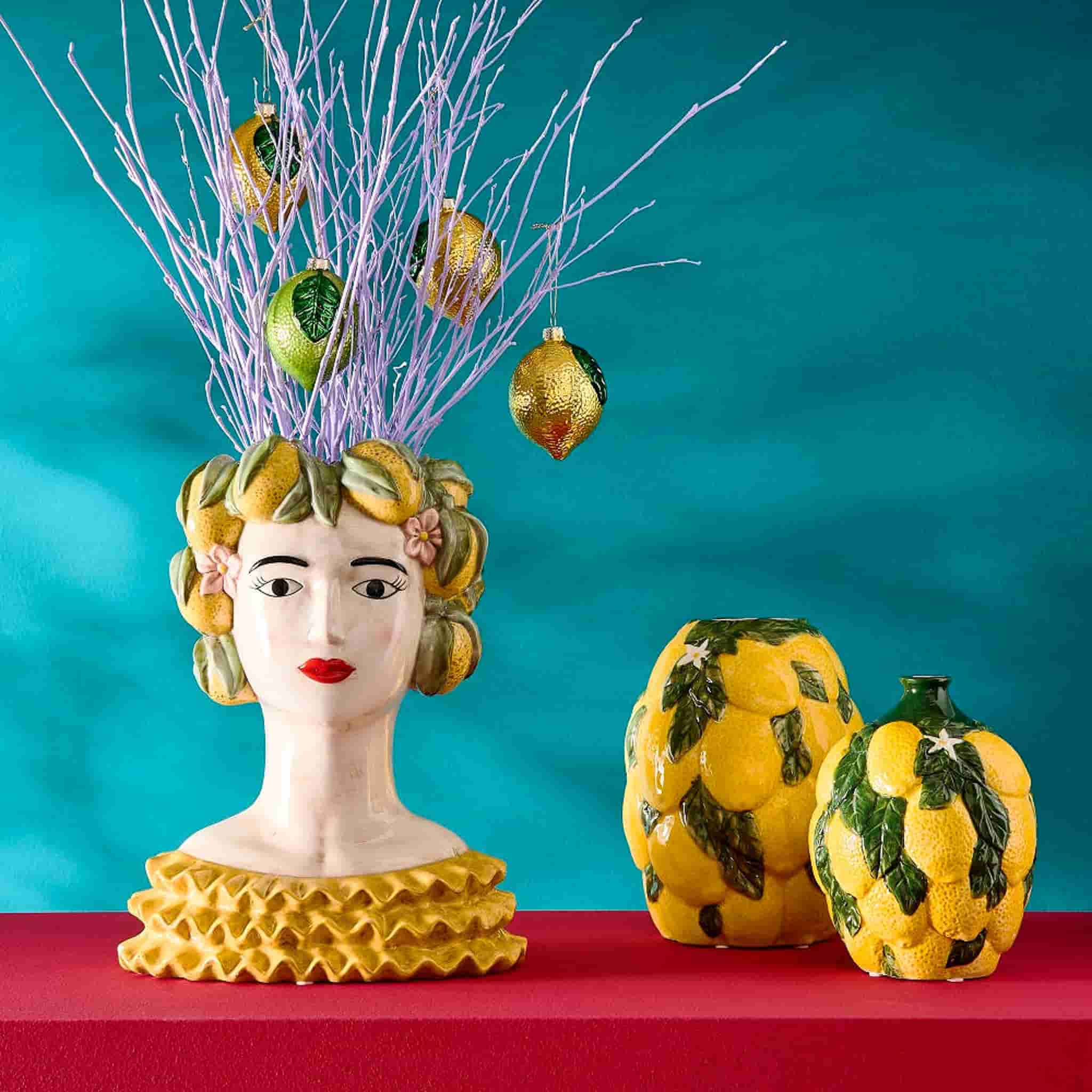 Ceramic Figure with Lemon Headdress Vase - Image 3