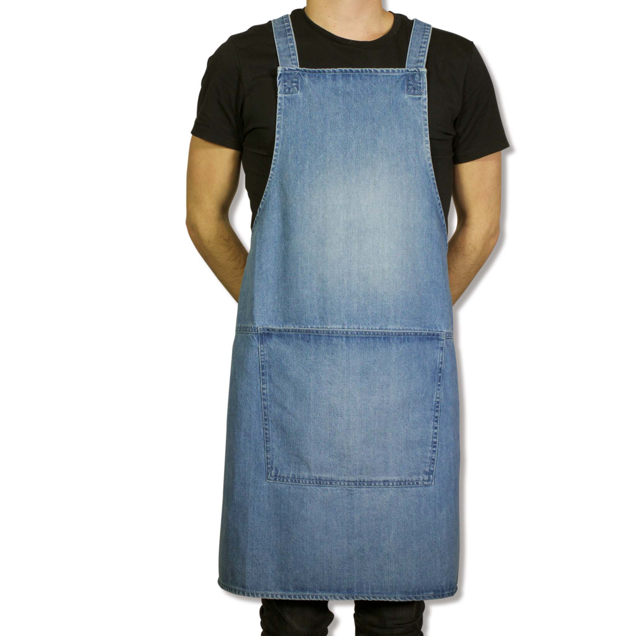 Dutchdeluxes Denim Suspender Apron in Blue - Image 5