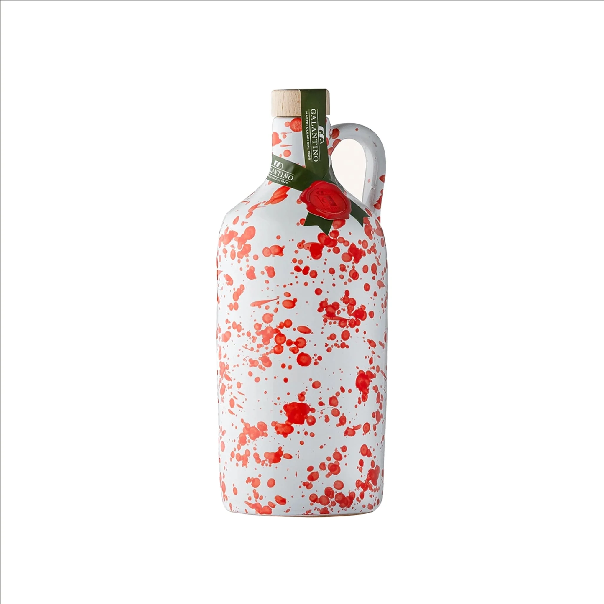 Puglian Extra Virgin Olive Oil in Red Splatter Ceramic Bottle, 500ml