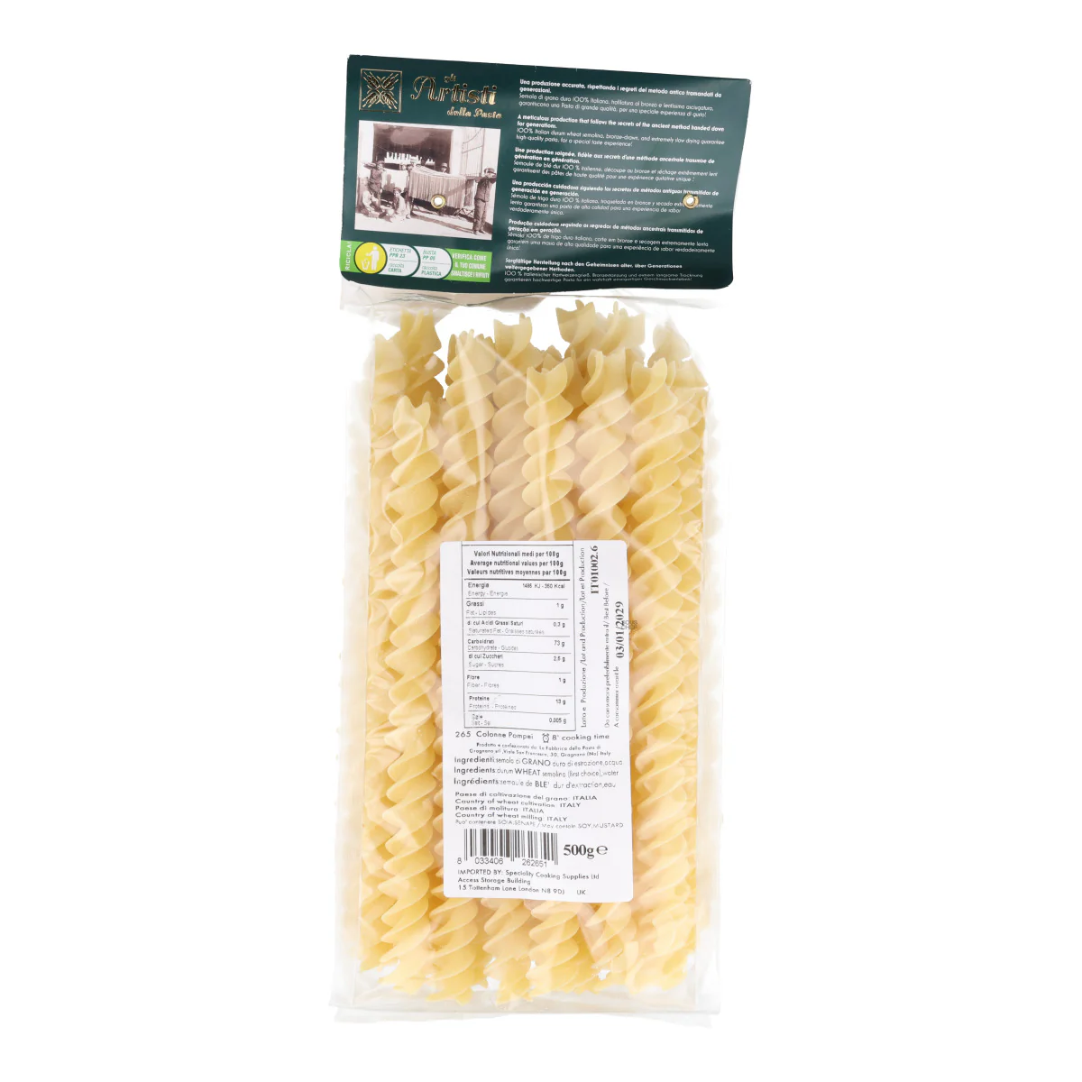 Gli Artisti della Pasta IGP Colonne Pompei, 500g - Image 3