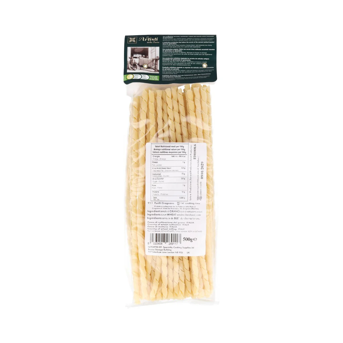 Gli Artisti della Pasta IGP Fusilli di Gragnano. 500g - Image 2