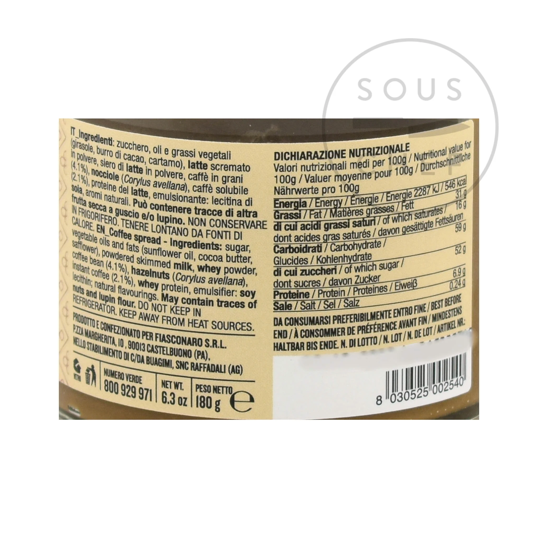 Fiasconaro Coffee Cream, 180g - Image 2
