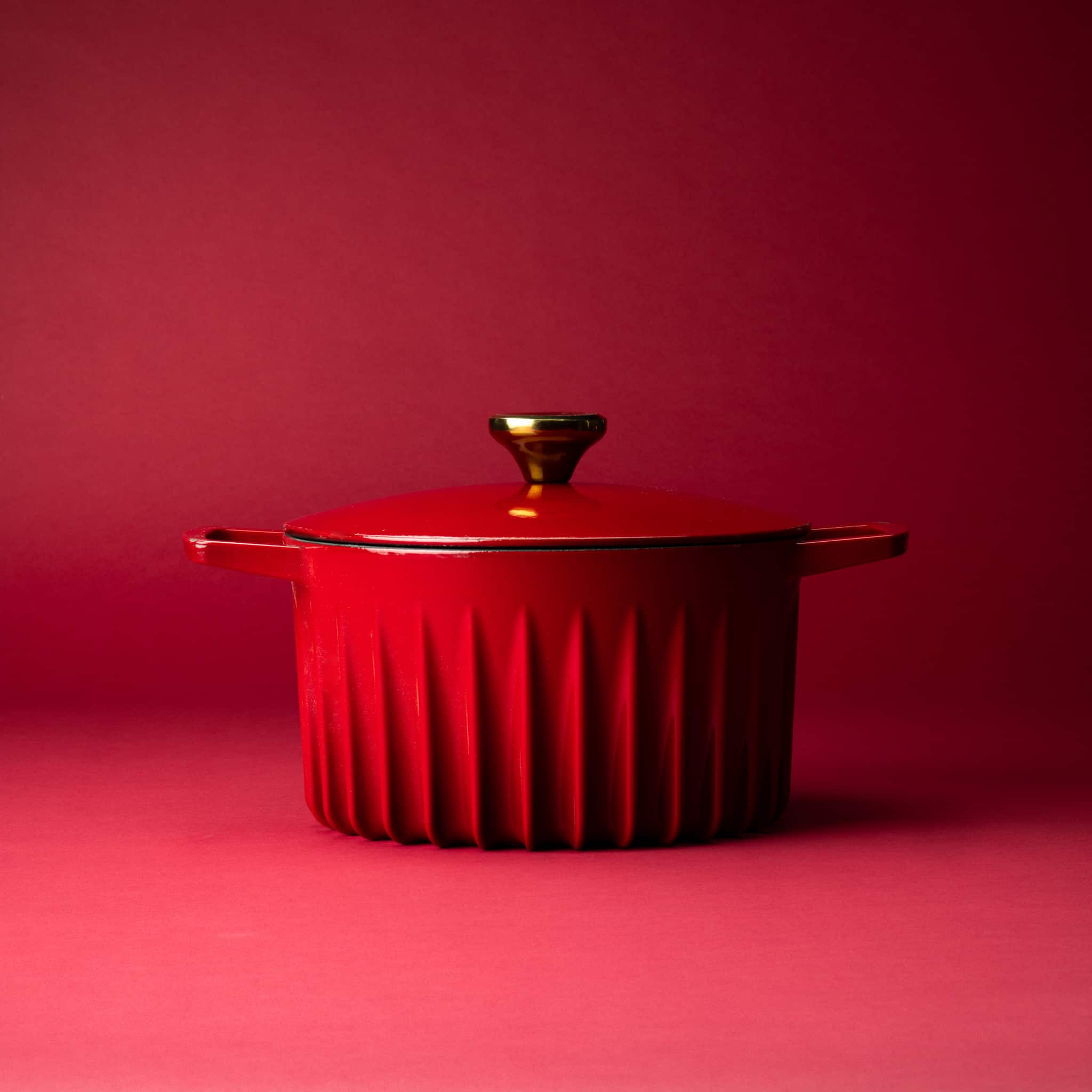 FIREUP Red Cast Iron Dutch Oven, 26cm - Image 2