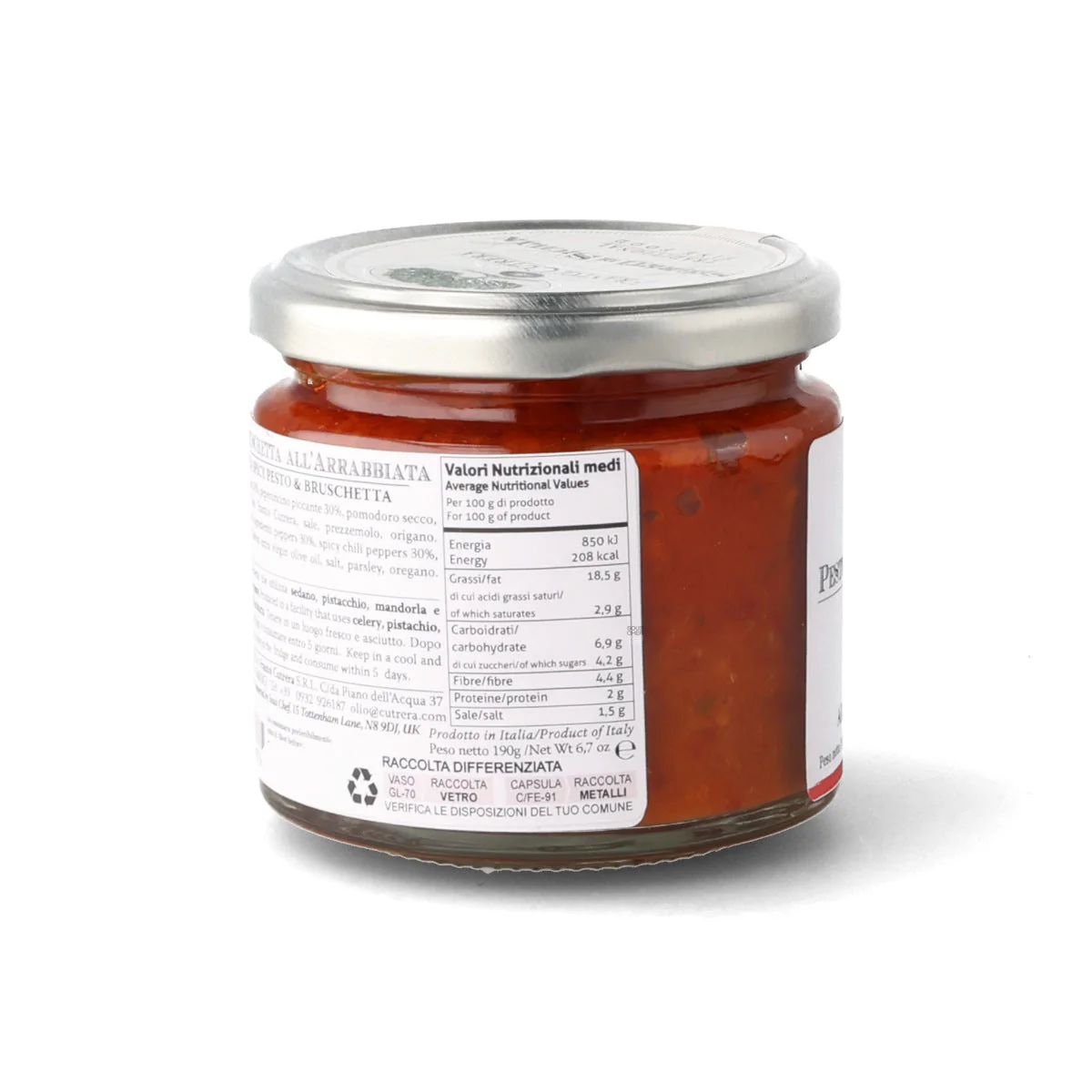 Frantoi Cutrera Arrabbiata Spicy Pesto & Bruschetta, 190g - Image 3