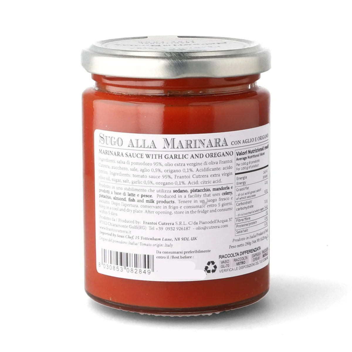 Frantoi Cutrera Marinara Tomato Sauce with Garlic & Oregano, 290g - Image 3