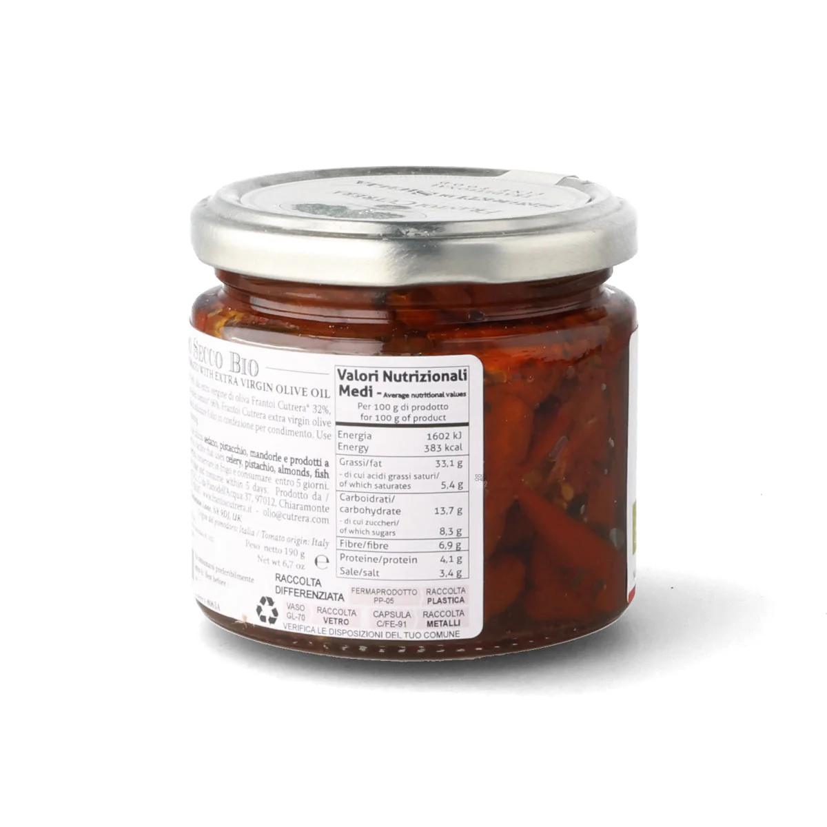 Frantoi Cutrera Organic Dried Tomatoes in Extra Virgin Olive Oil, 190g - Image 3