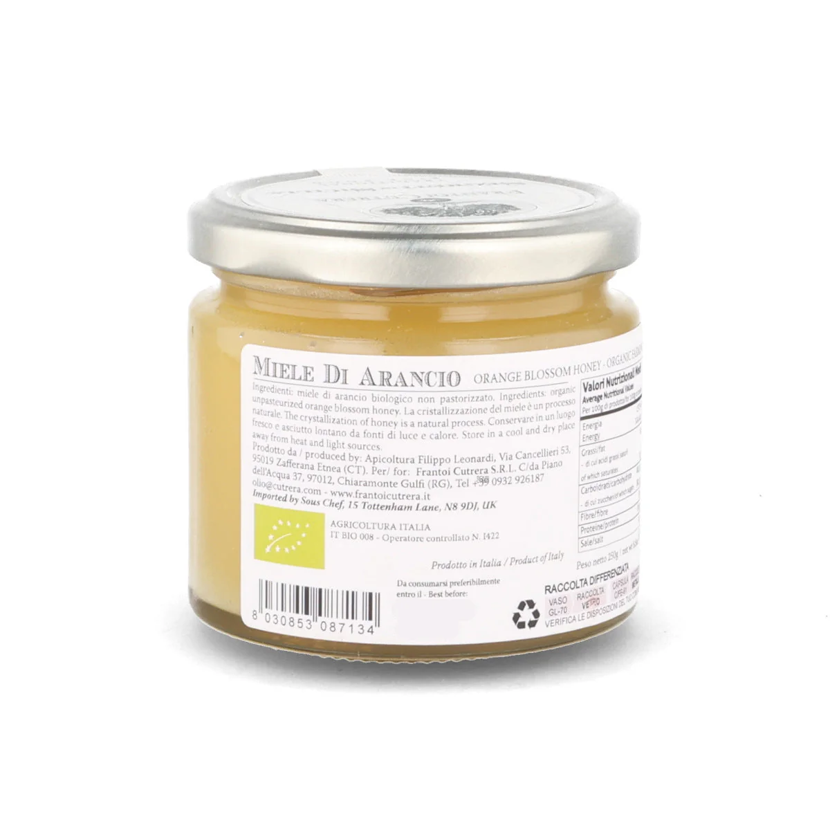 Frantoi Cutrera Organic Orange Blossom Honey, 250g - Image 2