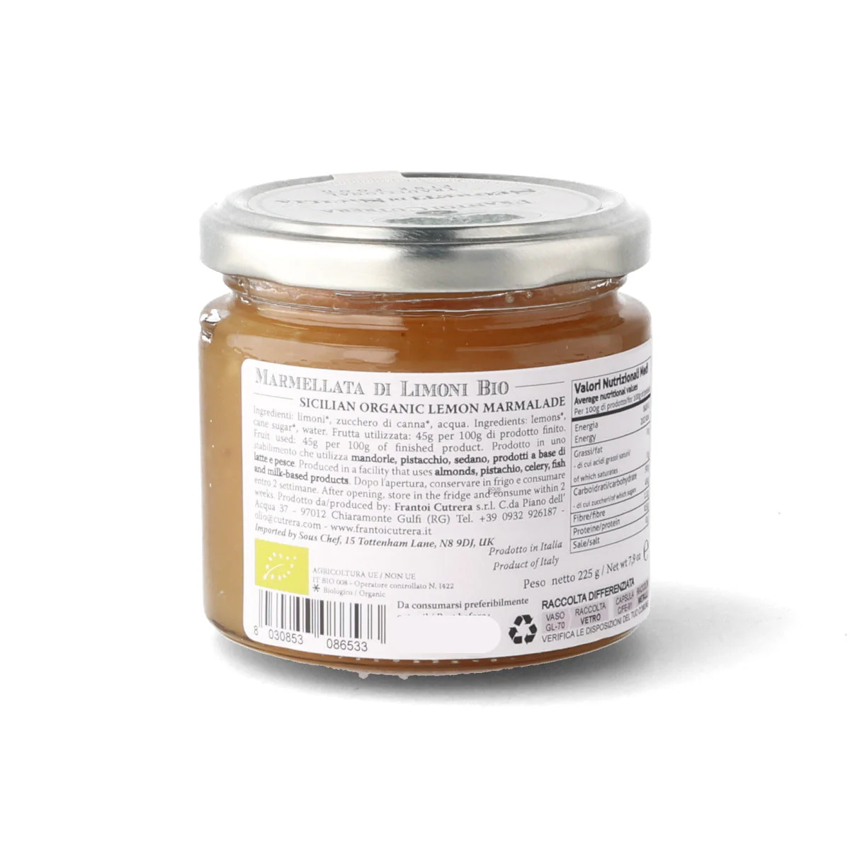 Frantoi Cutrera Organic Sicilian Lemon Marmalade, 225g - Image 2