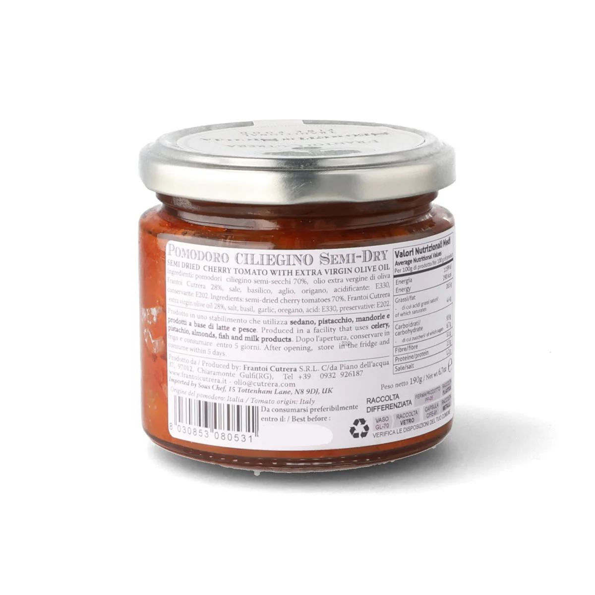 Frantoi Cutrera Semi-Dried Tomatoes in Extra Virgin Olive Oil, 190g - Image 2
