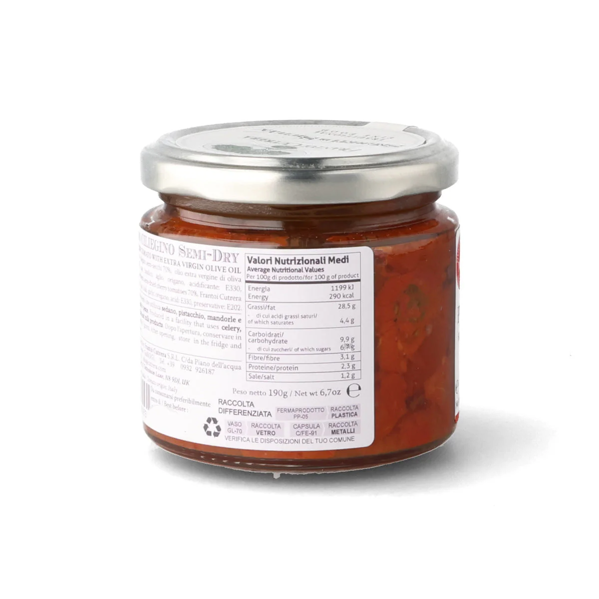 Frantoi Cutrera Semi-Dried Tomatoes in Extra Virgin Olive Oil, 190g - Image 3