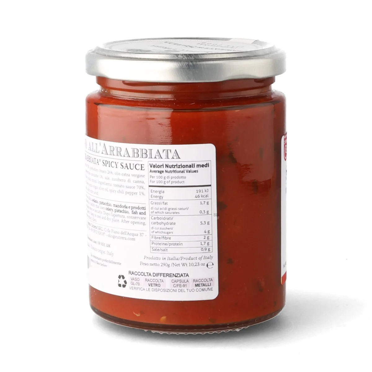 Frantoi Cutrera Sicilian "Arrabbiata" Spicy Sauce with Fresh Tomato, 290g - Image 3
