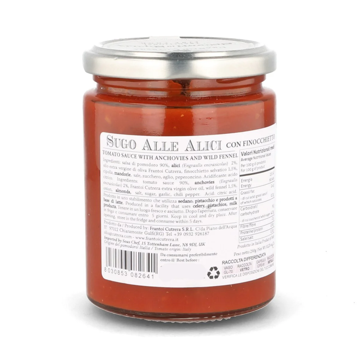 Frantoi Cutrera Tomato Sauce with Anchovies & Wild Fennel, 290g - Image 5