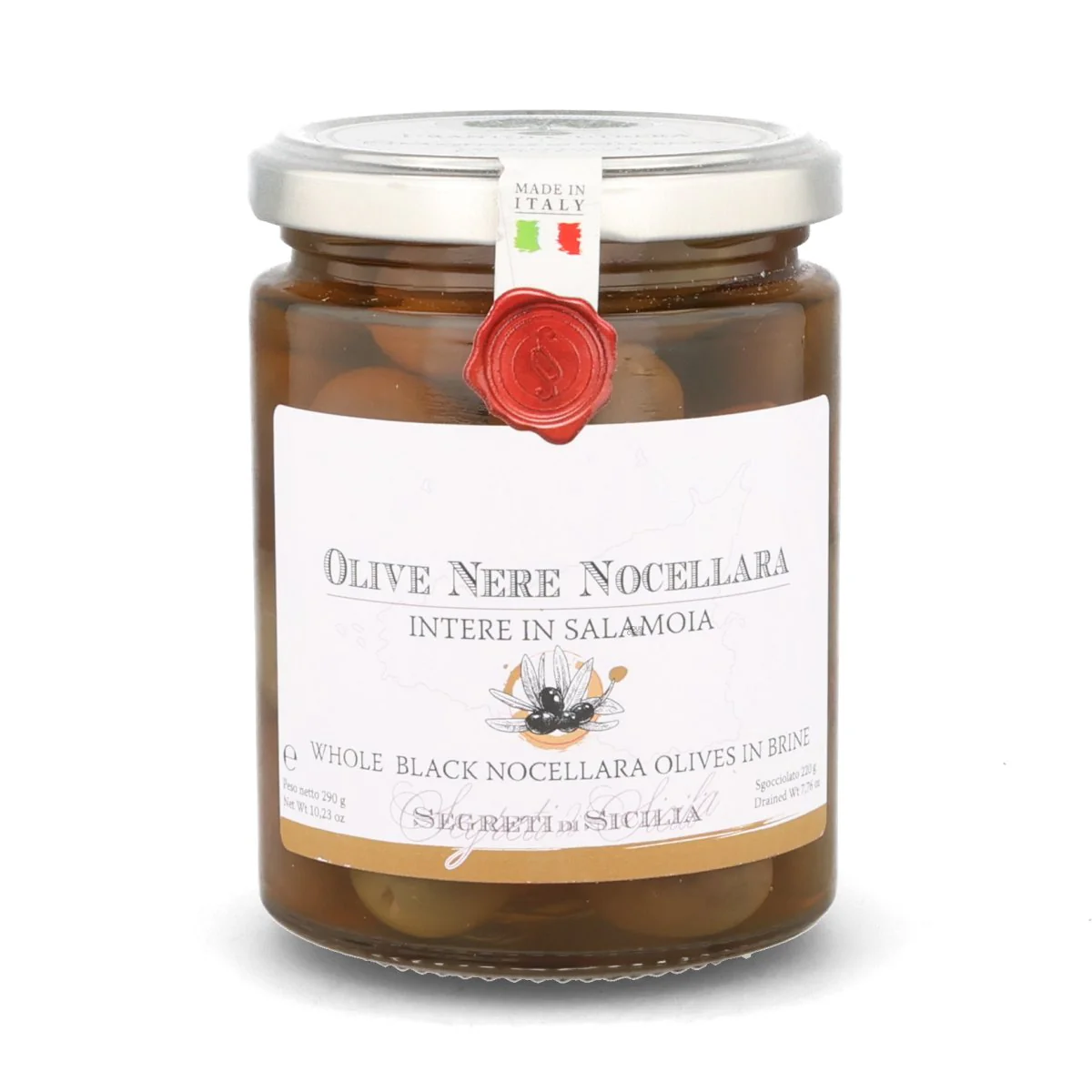 Frantoi Cutrera Whole Black Nocellara Olives in Brine, 290g
