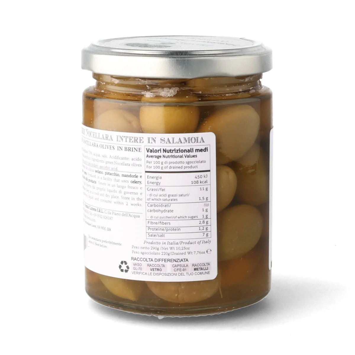Frantoi Cutrera Whole Green Nocellara Olives in Brine, 290g - Image 3