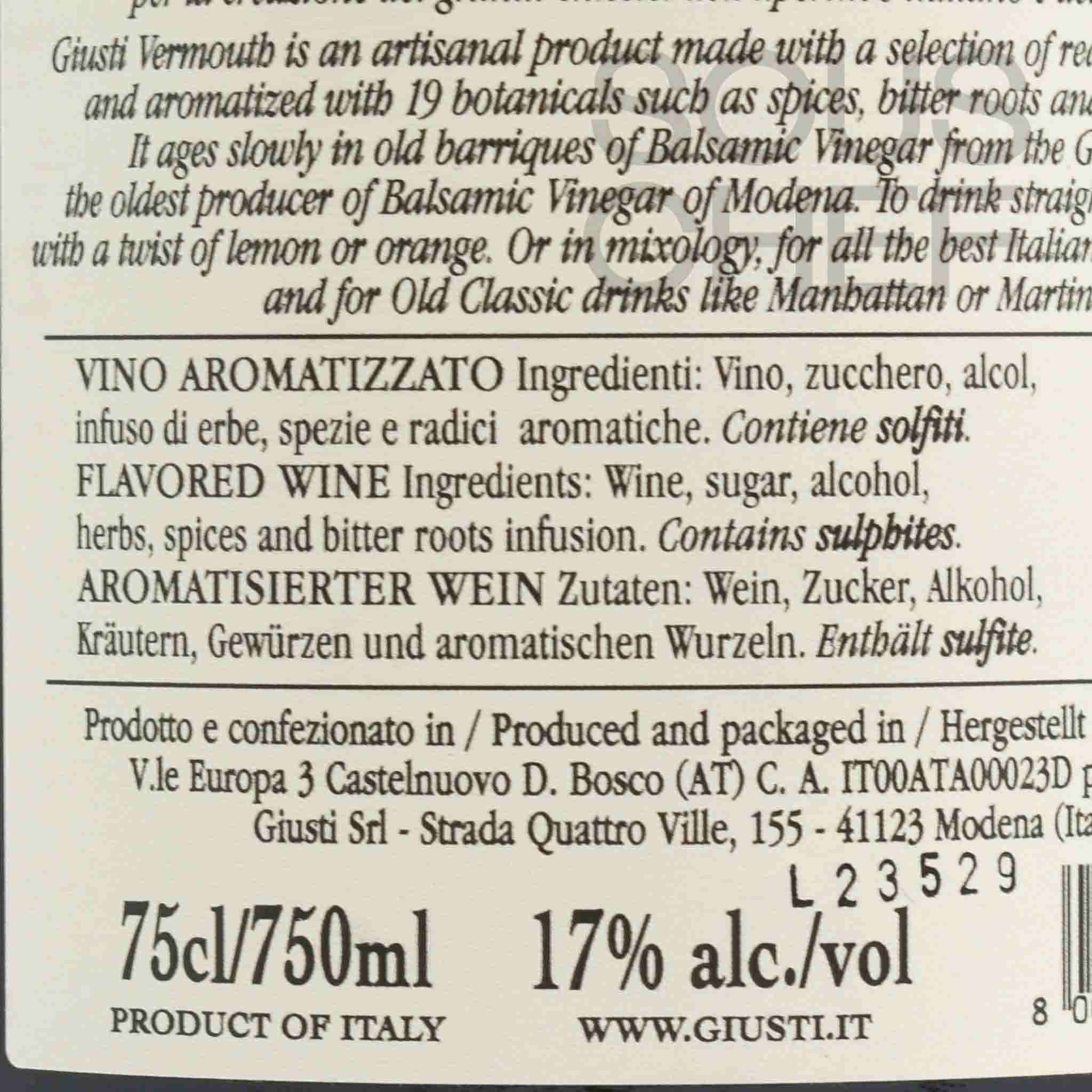 Giusti Vermouth 17%, 750ml - Image 2