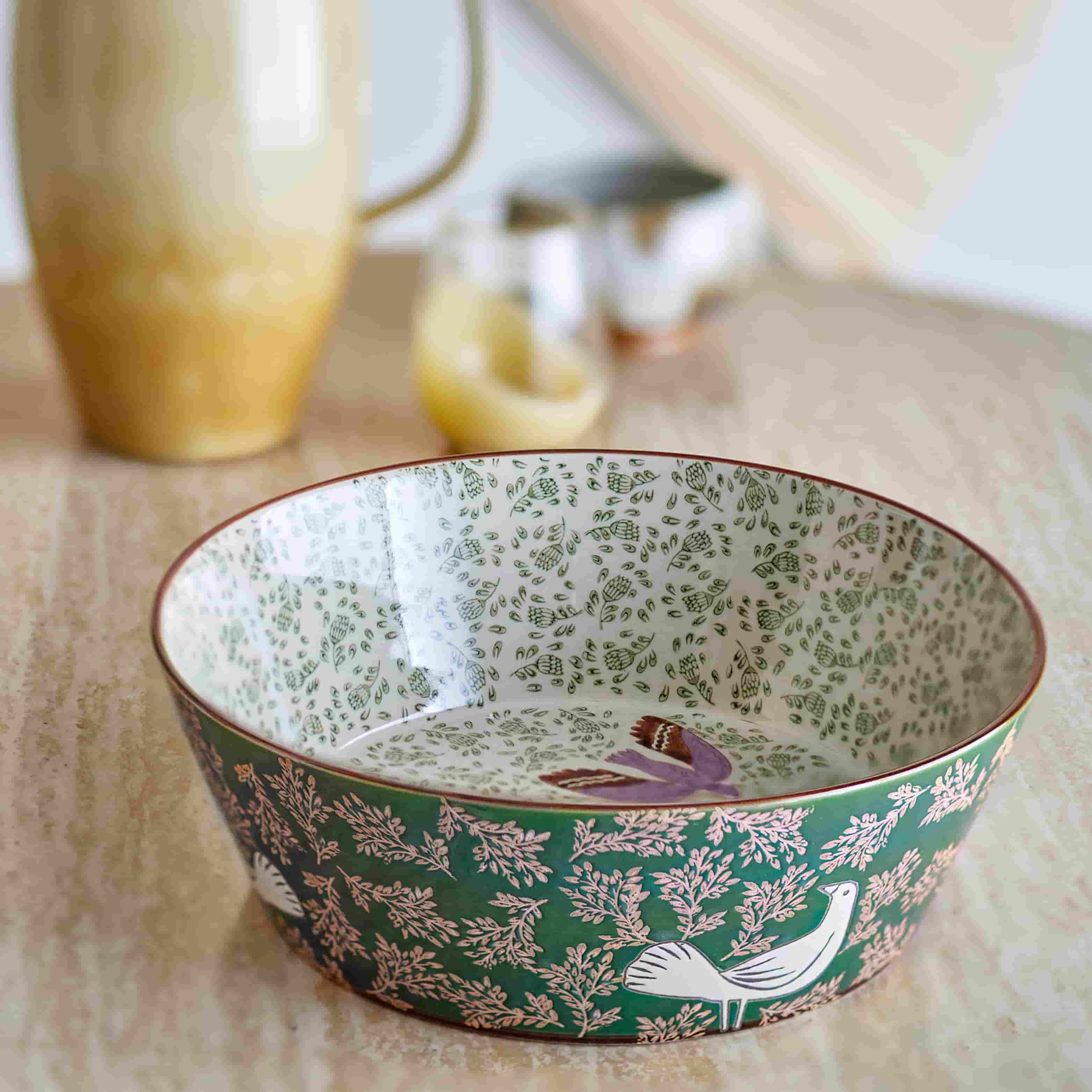 Green Hezha Pasta Bowl, 28cm - Image 3