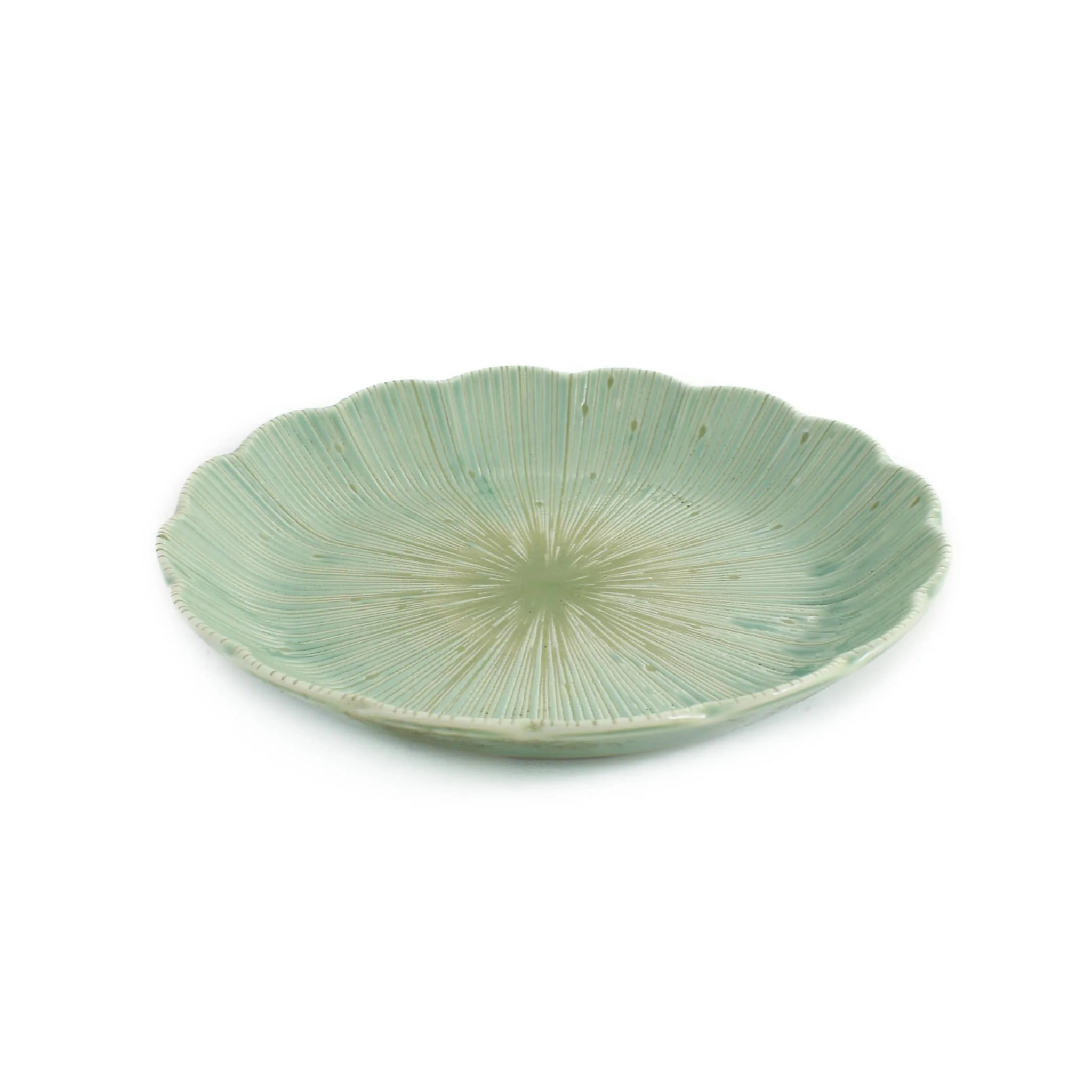Green Scalloped Japanese Small Plate, 16cm - Image 2