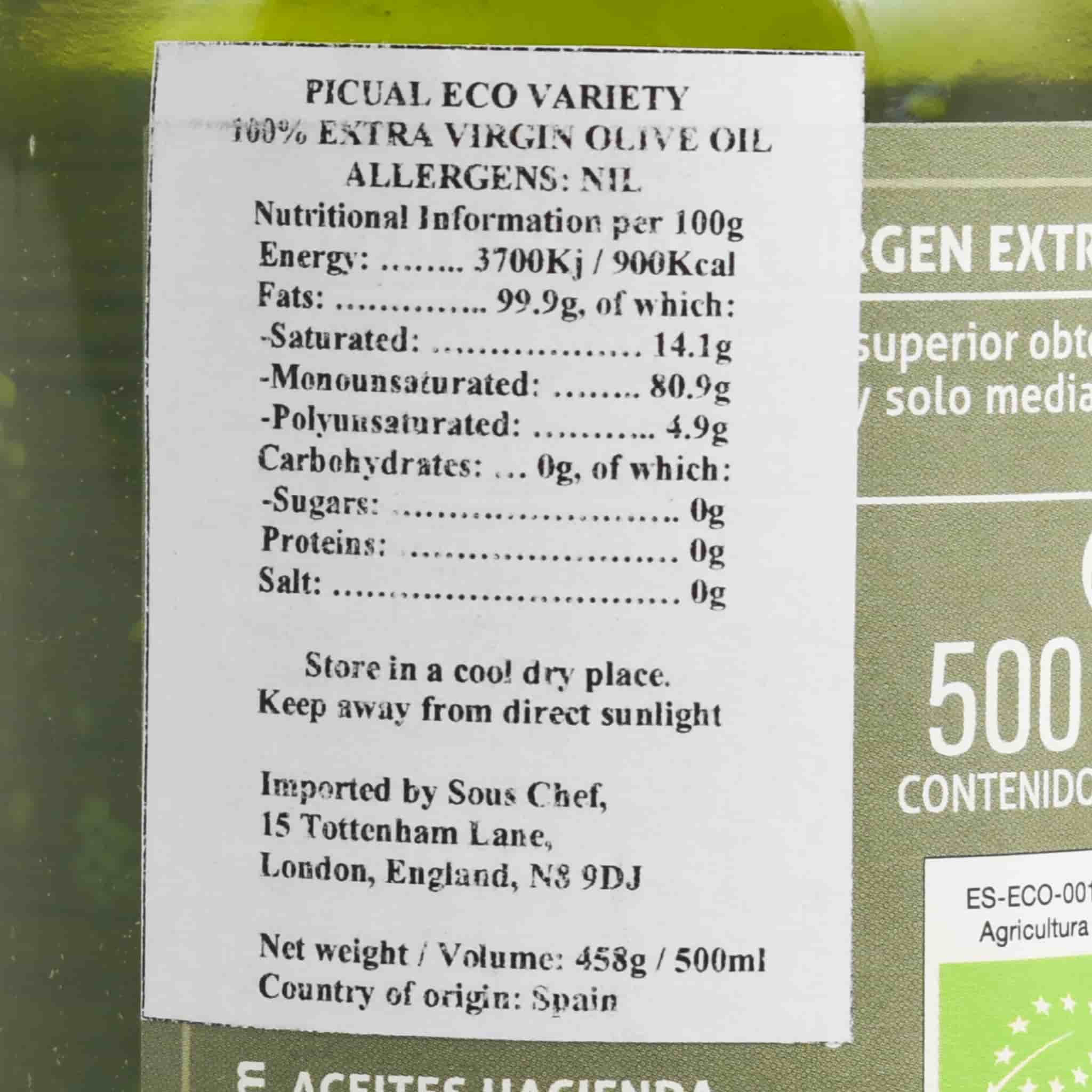 Hacienda el Palo Premium Picual Ecological Extra Virgin Olive Oil, 500ml - Image 3