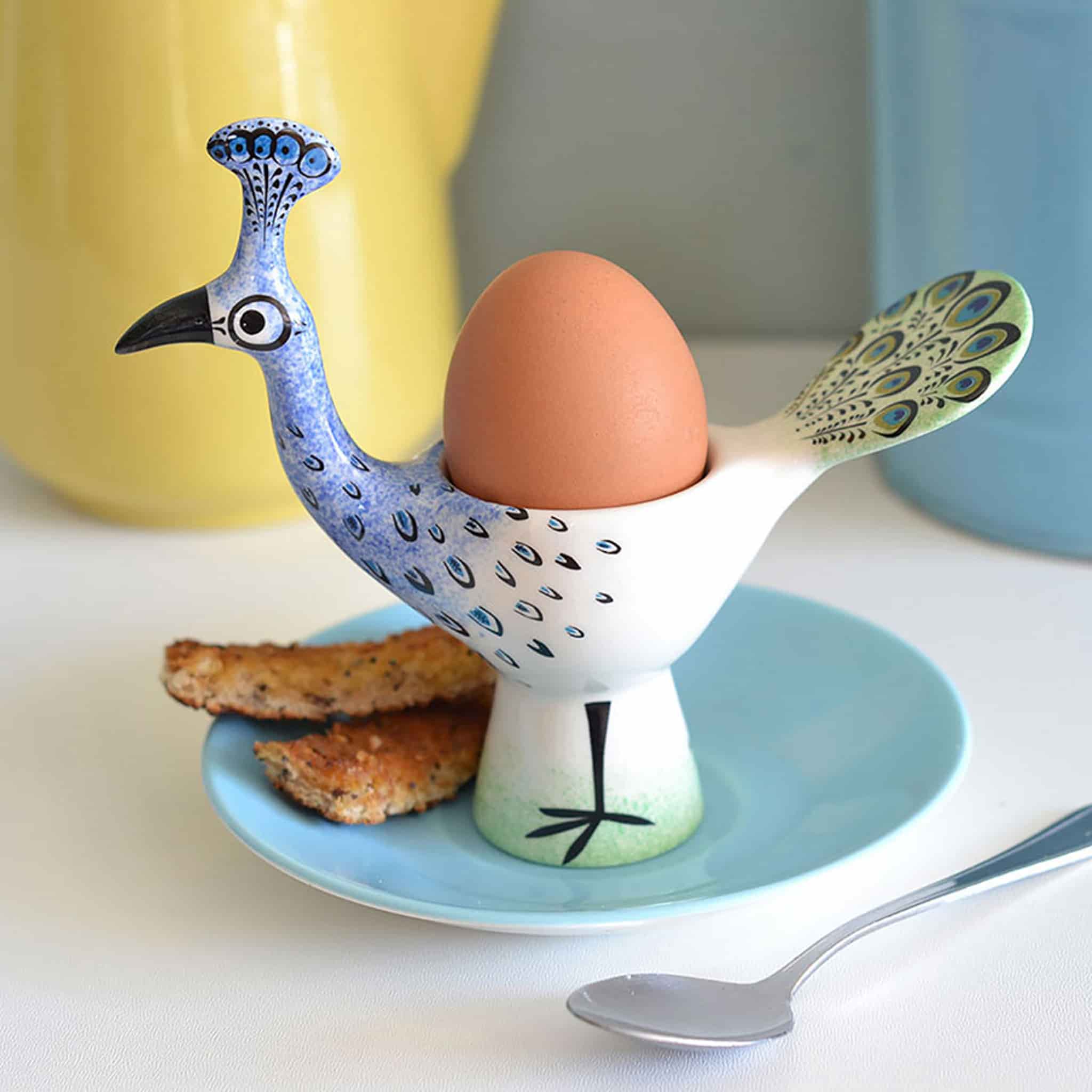 Hannah Turner Peacock Egg Cup, 14cm - Image 2
