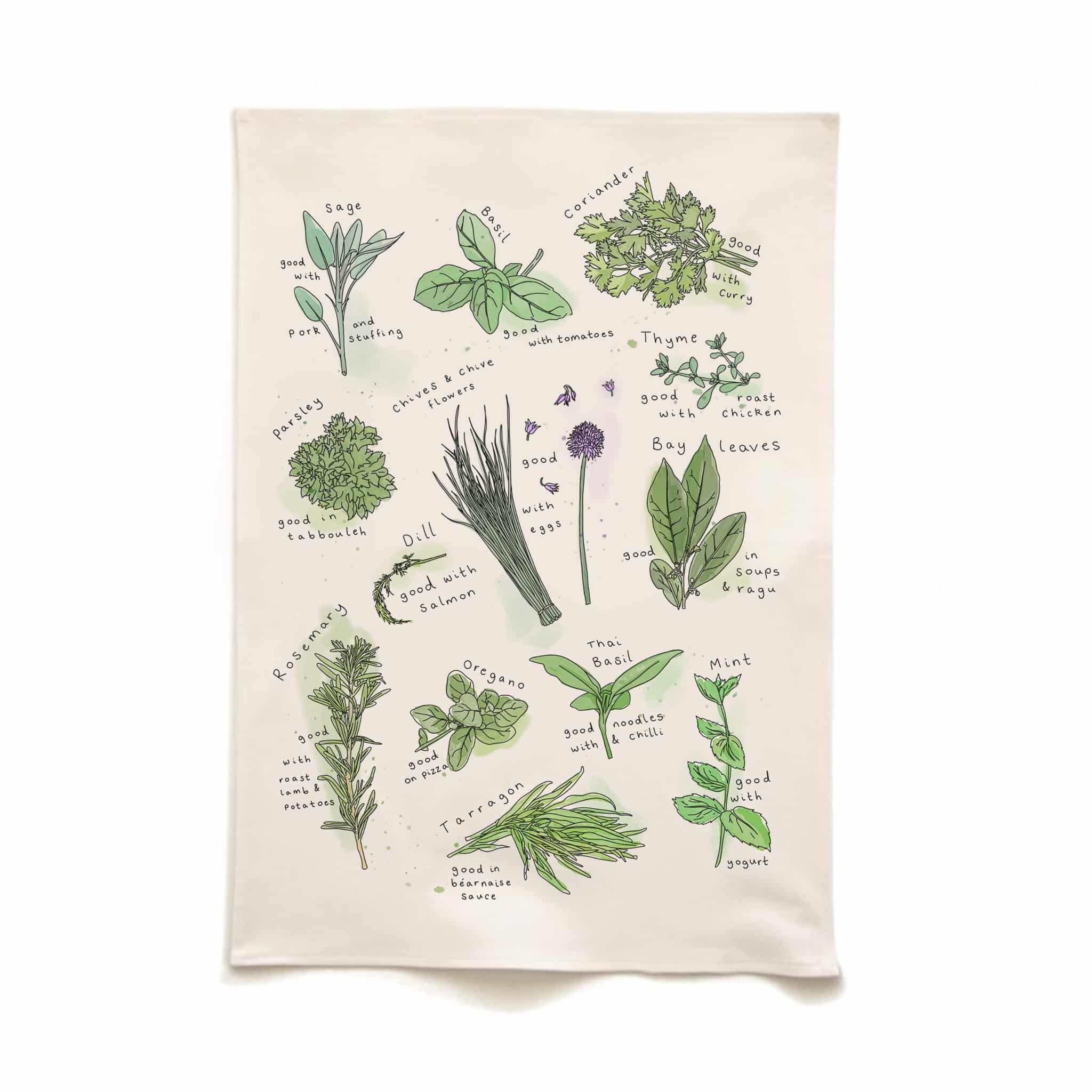Quite Nice Clothing Herbs Organic Cotton Tea Towel