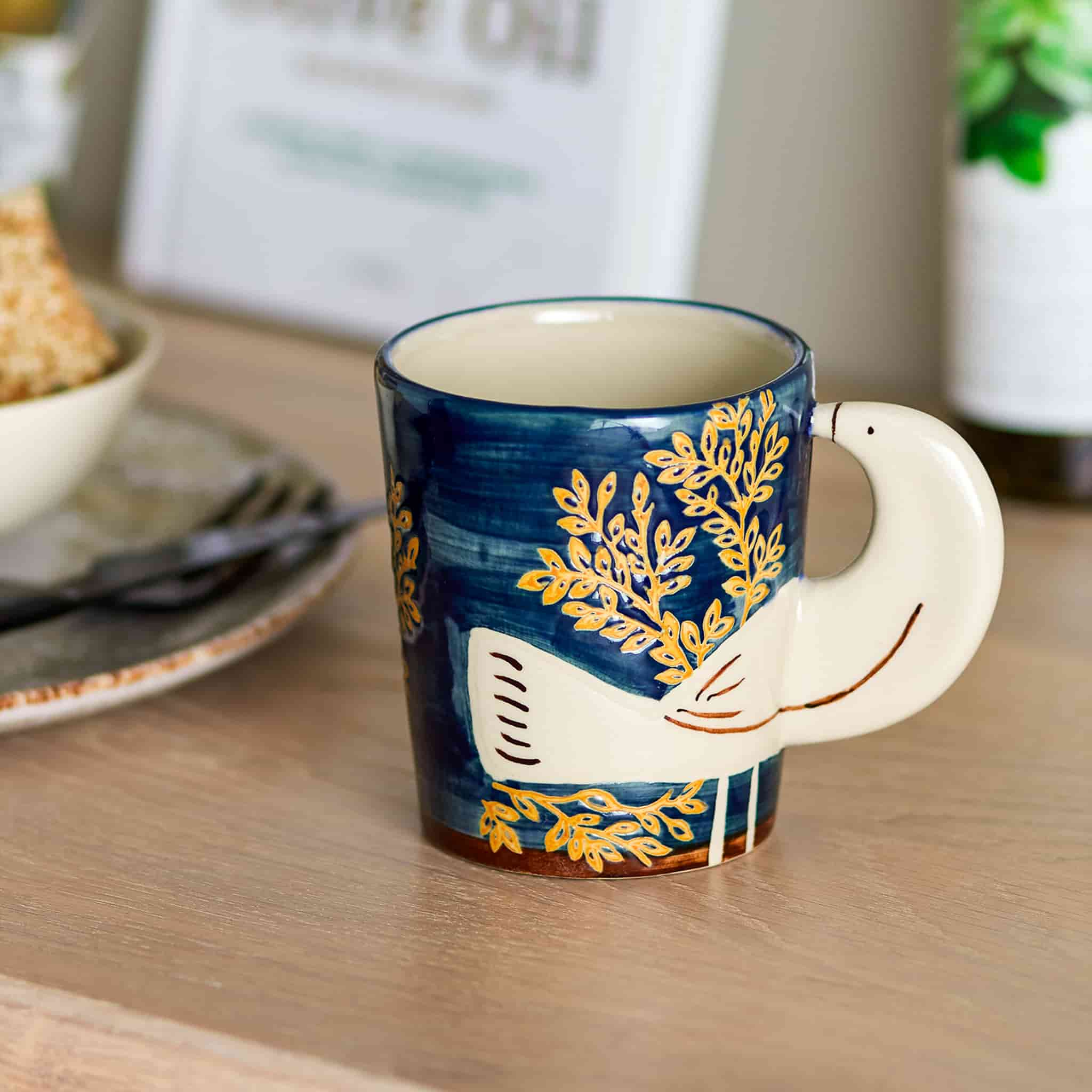 Hezha Blue Mug with Bird, 260ml - Image 3