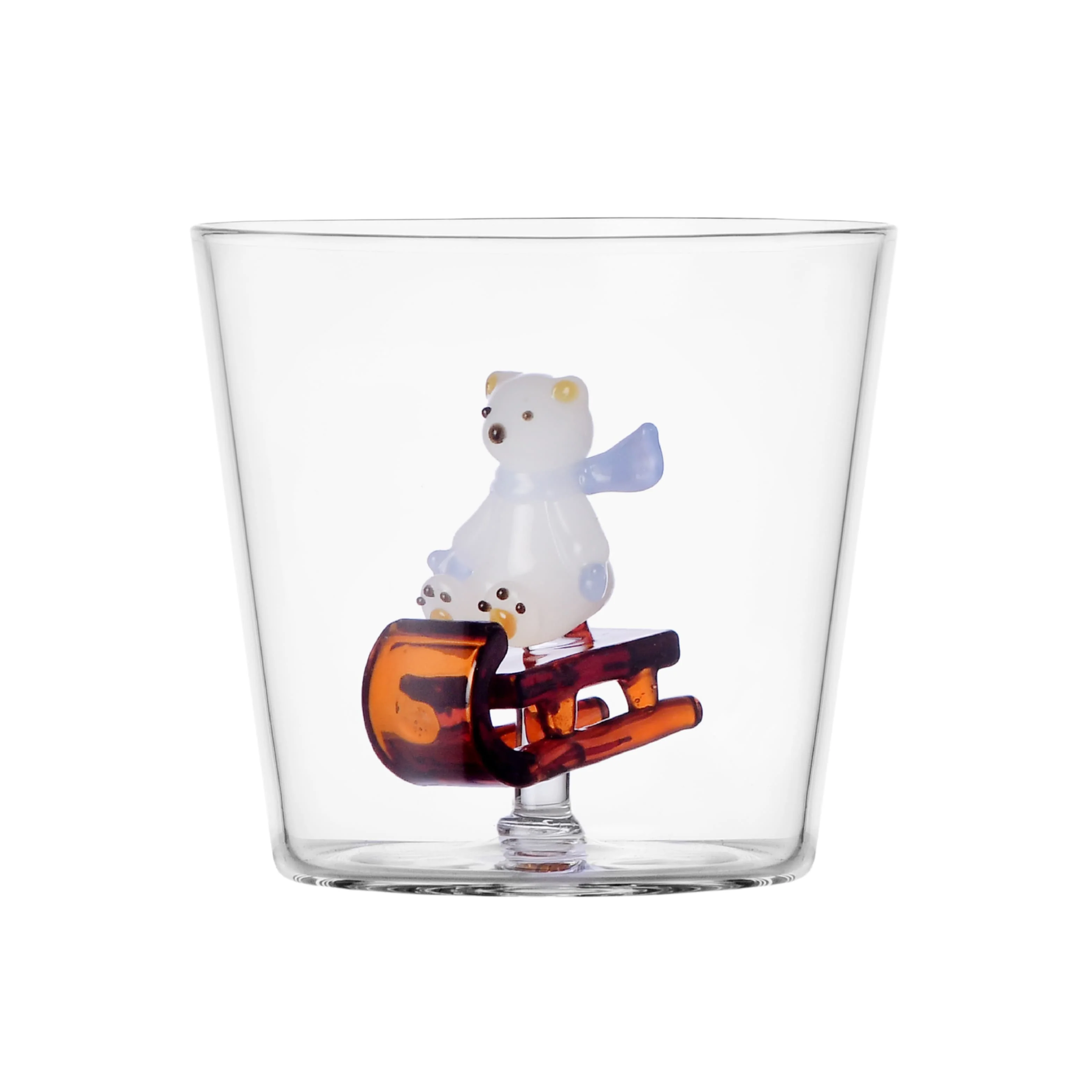 Ichendorf Milano Glass Sledding Polar Bear Tumbler, 300ml
