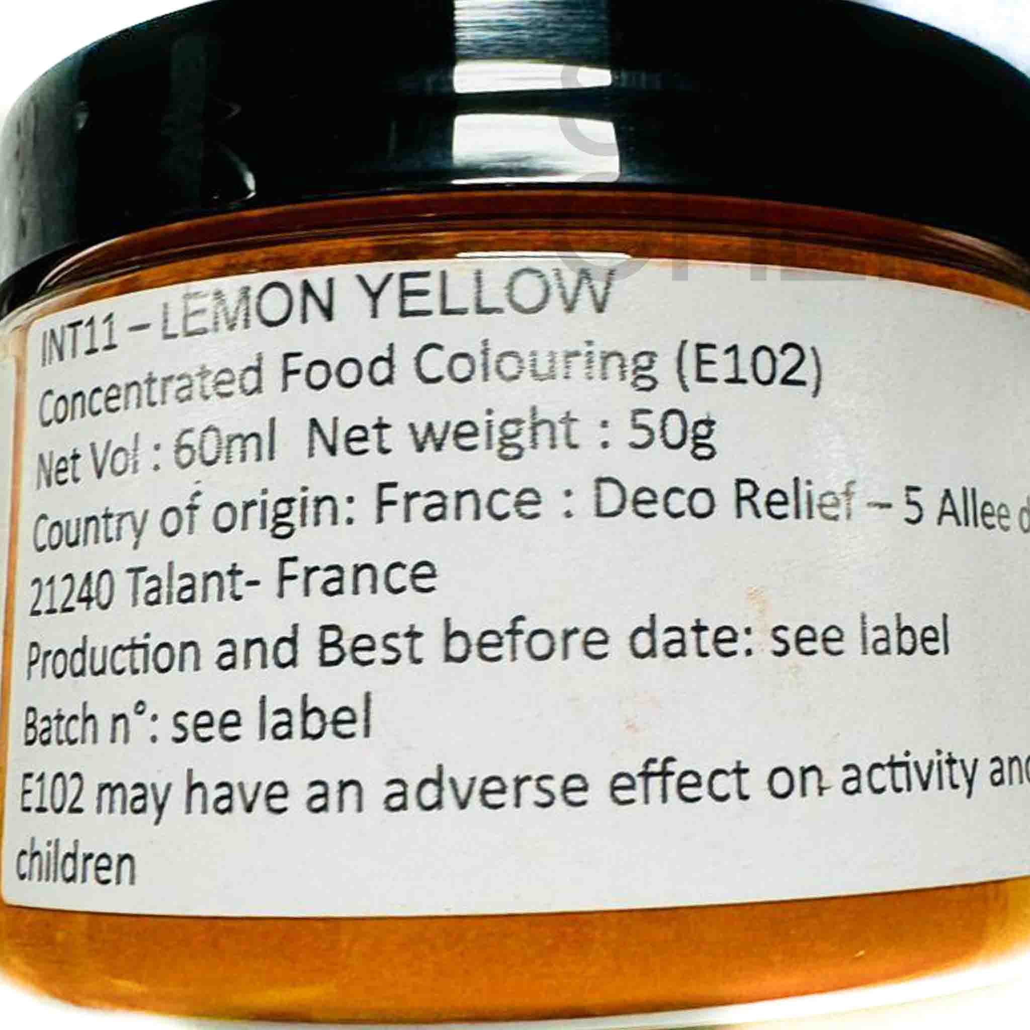 Deco Relief Intense Lemon Yellow Food Colour, 50g - Image 2