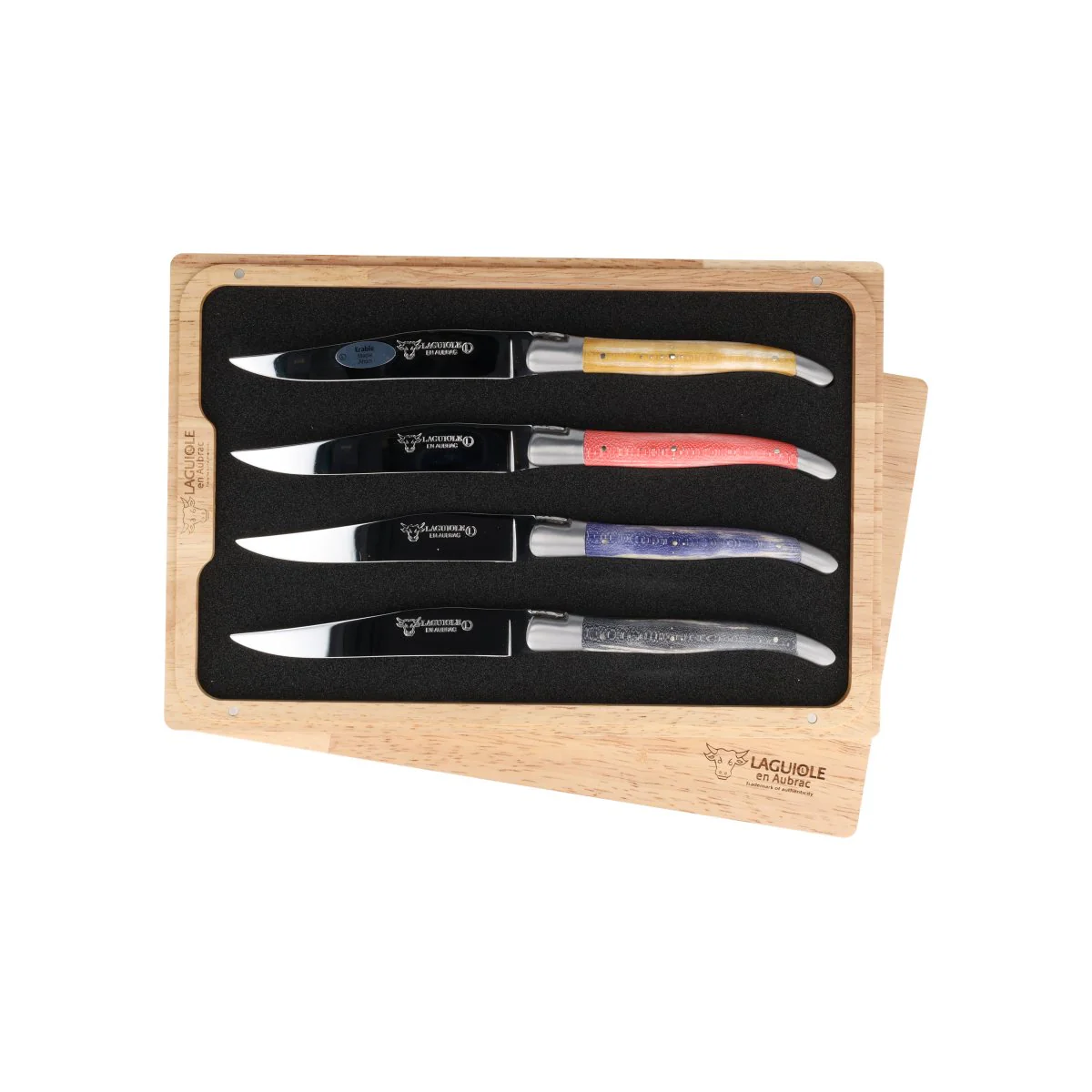 Laguiole en Aubrac Set of 4 Steak Knives, Wavy Maple - Image 2