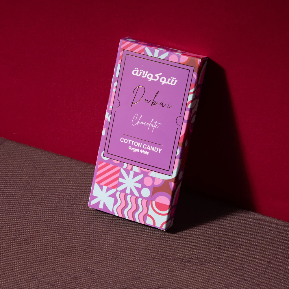 Le Damas Dubai Angel Hair “Pink” White Chocolate Bar, Cotton Candy & Pistachio, 185g - Image 2