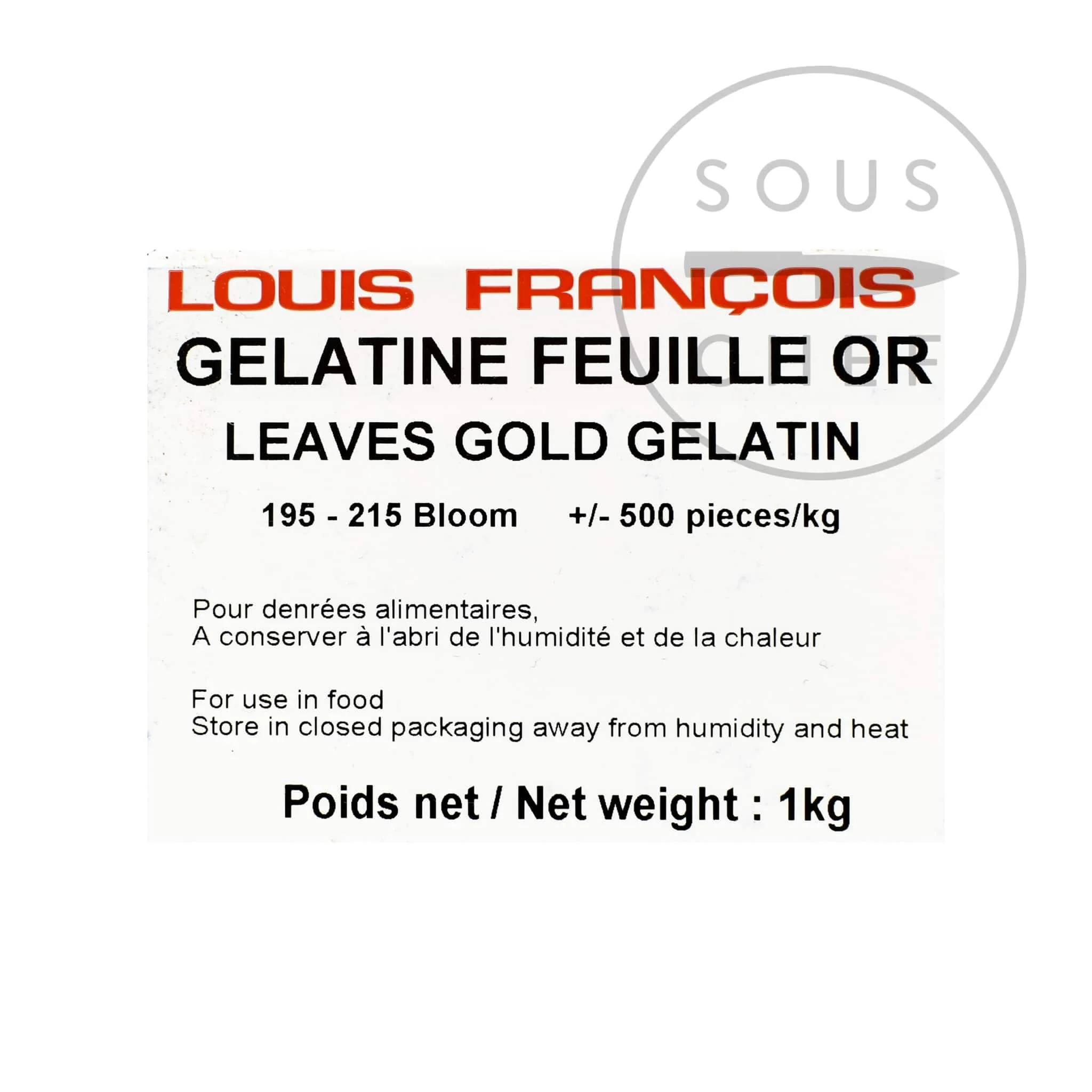 Louis Francois Gelatine Sheets, 1kg - Image 2