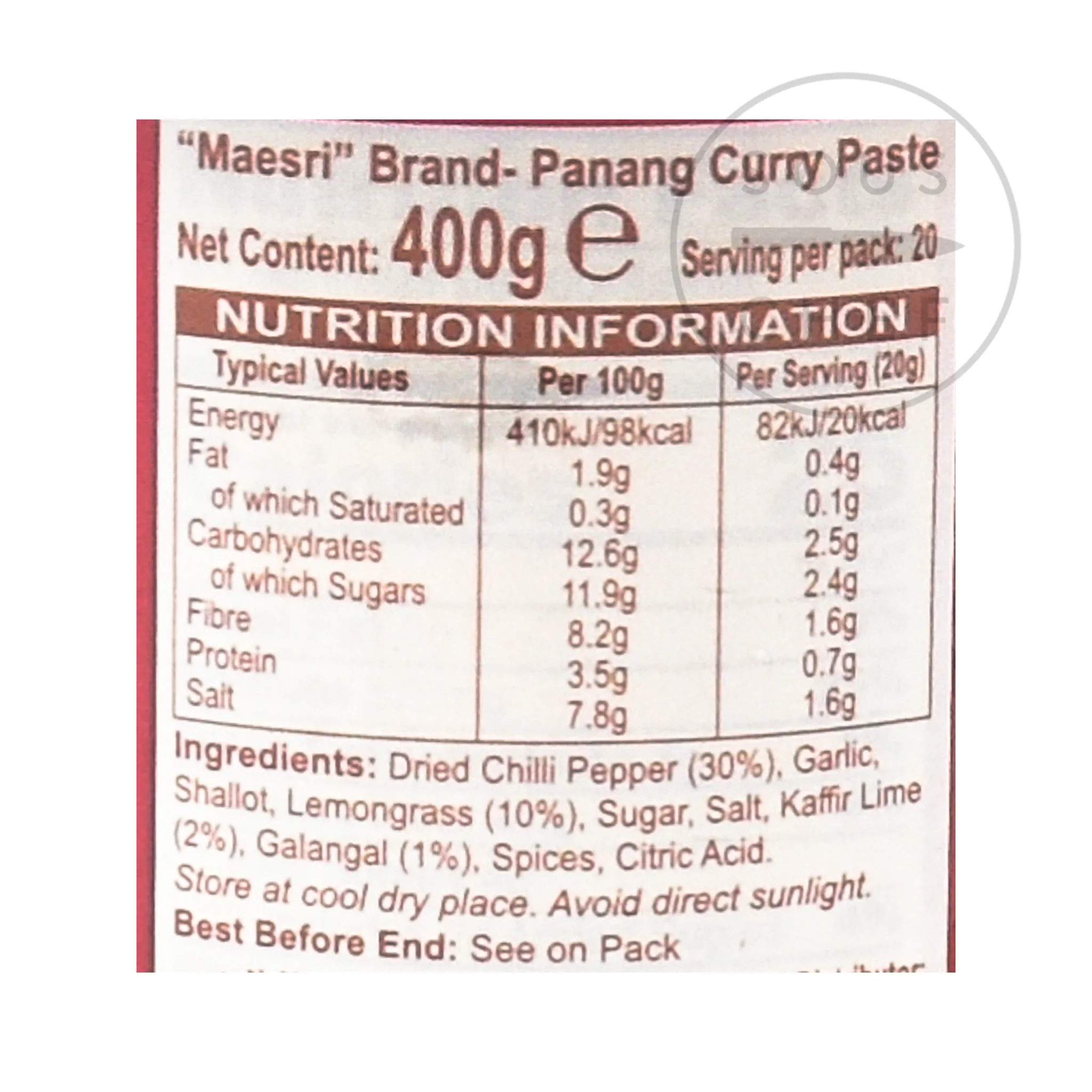 Maesri Thai Panang Curry Paste, 400g - Image 2