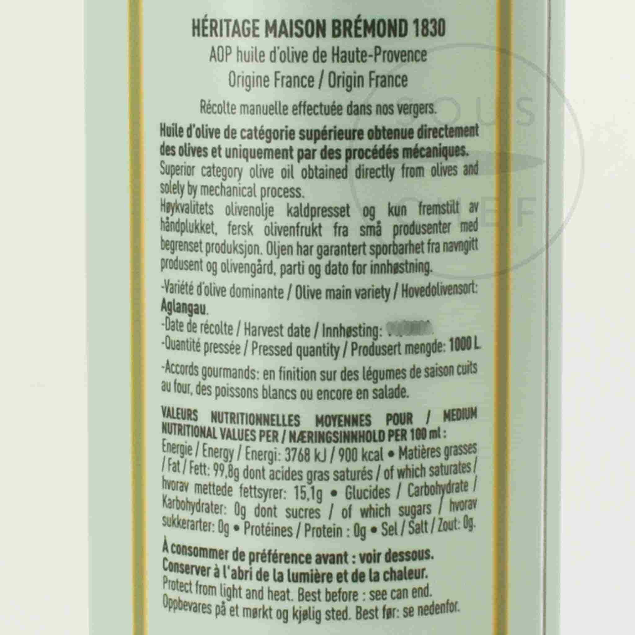 Maison Bremond Heritage Green Fruity Provence Extra Virgin Olive Oil, 500ml - Image 2