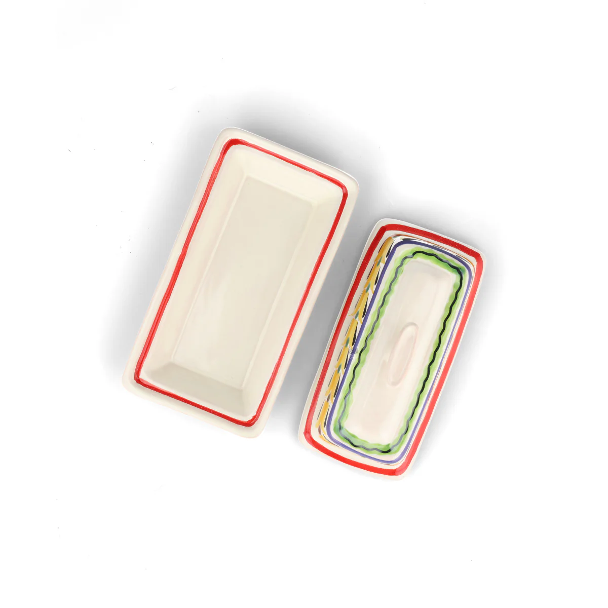 Mexican Hand Painted Butter Dish, 18.5x10cm - Image 2
