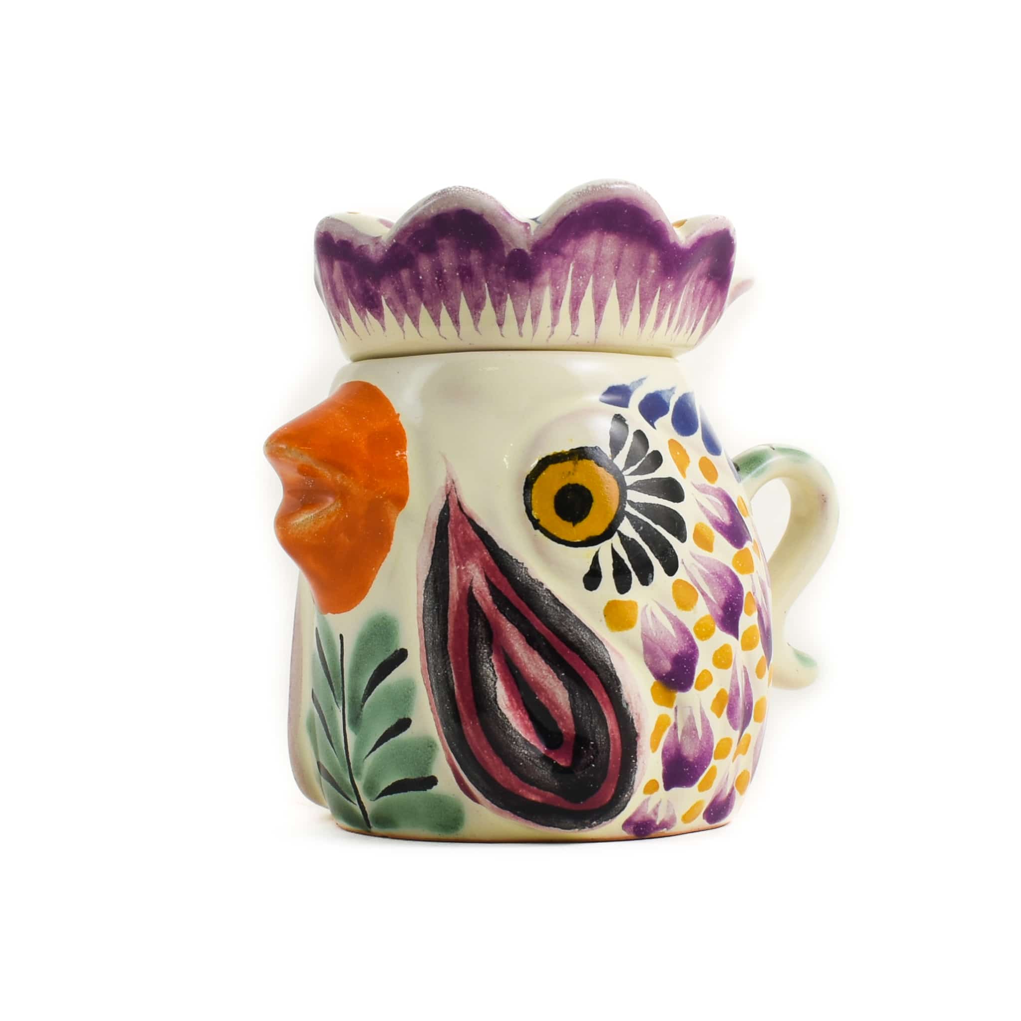 Mexican Hand Painted Rooster Sugar Bowl - Image 2