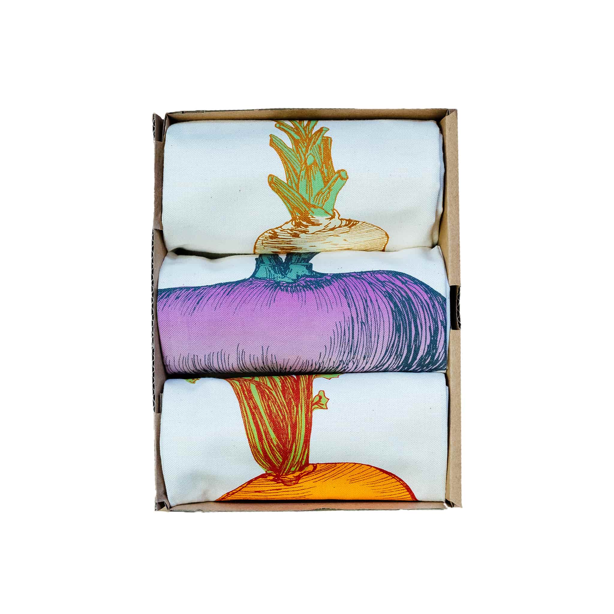Lottie Day Gift Box Set of 3 Mixed Veg Tea Towel