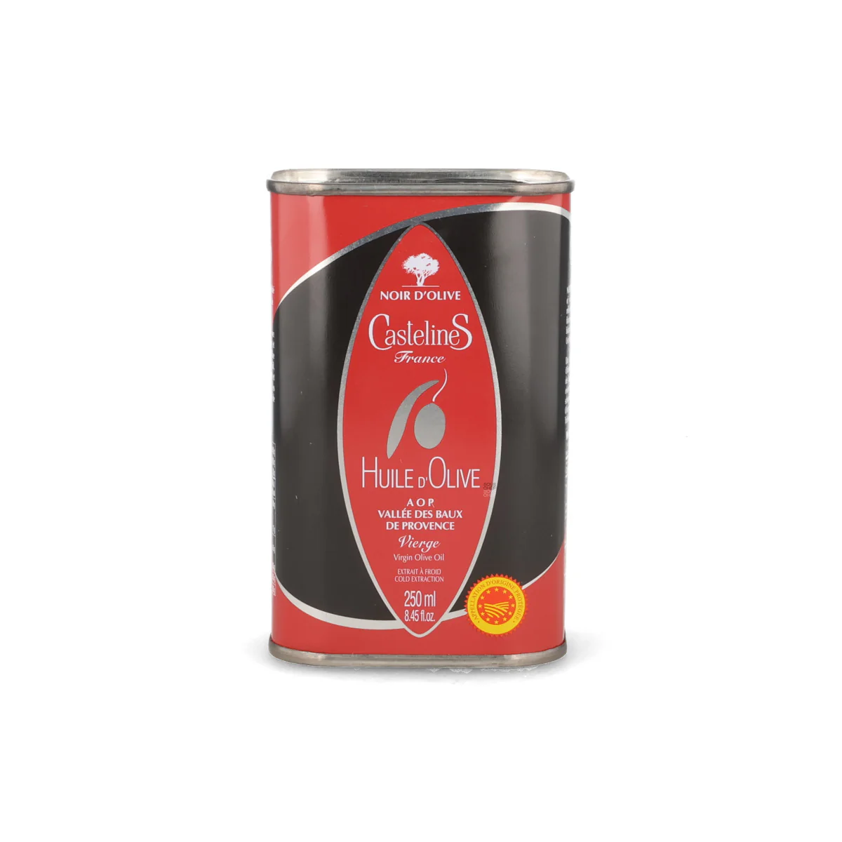 Moulin Castelas AOP Vallee des Baux de Provence Virgin Black Olive Oil in Tin, 250ml