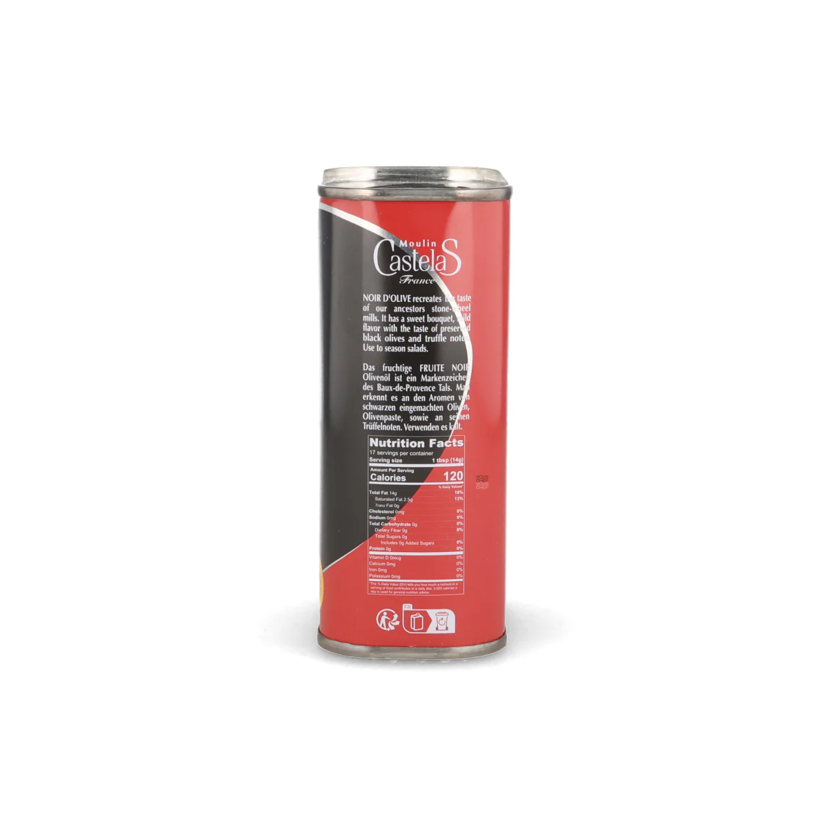Moulin Castelas AOP Vallee des Baux de Provence Virgin Black Olive Oil in Tin, 250ml - Image 3