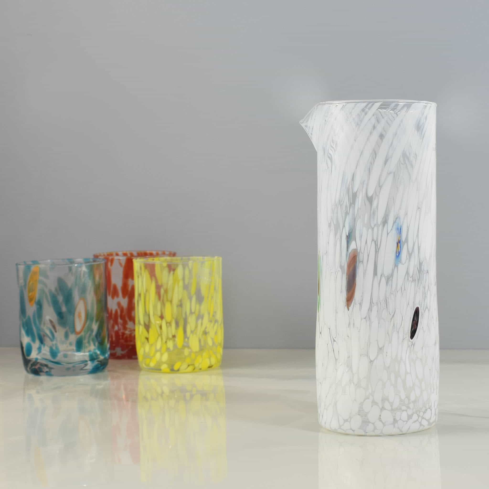 Murano Glass Tall Pitcher, White - Image 5
