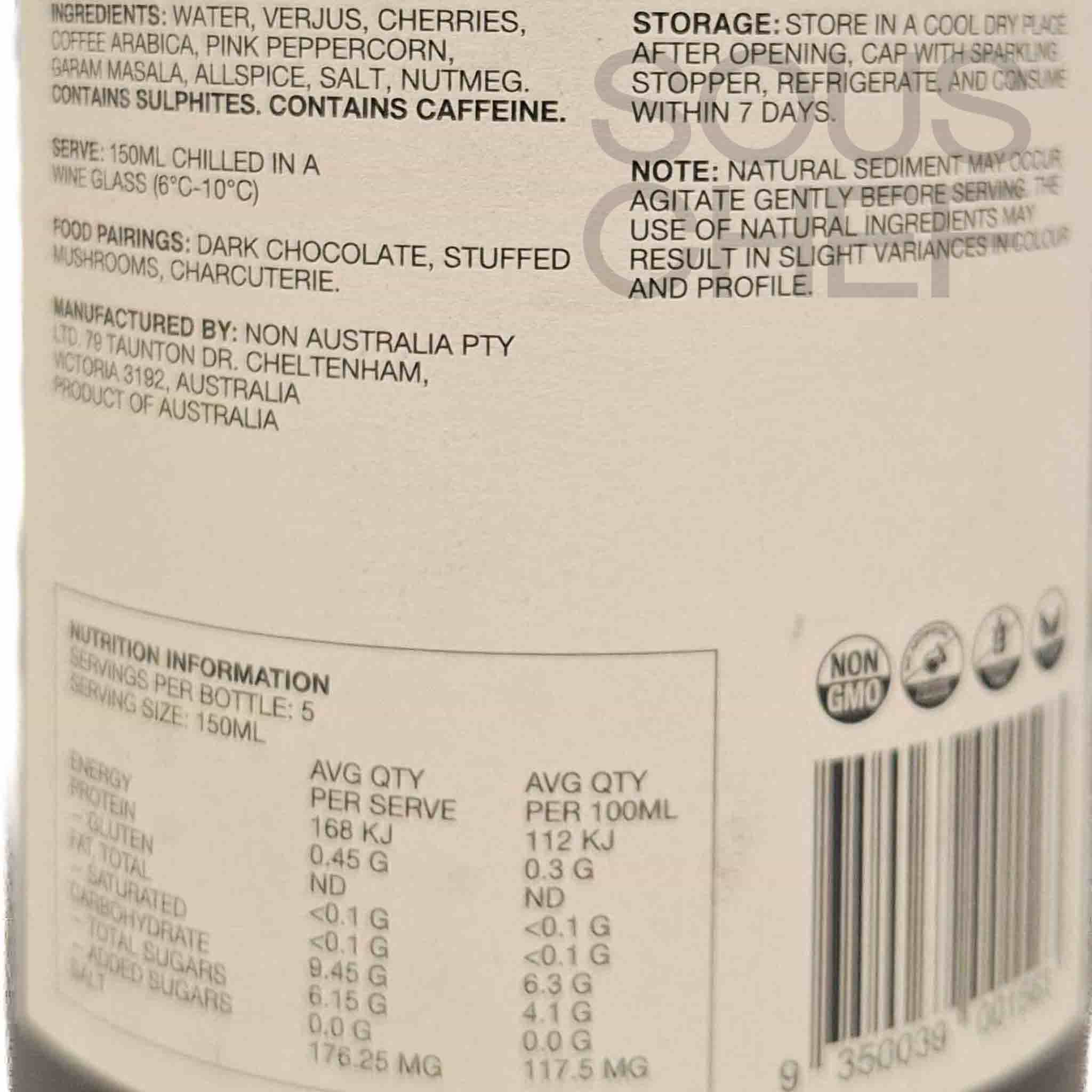 NON7 Stewed Cherry & Coffee Non Alcoholic Wine, 750ml - Image 2