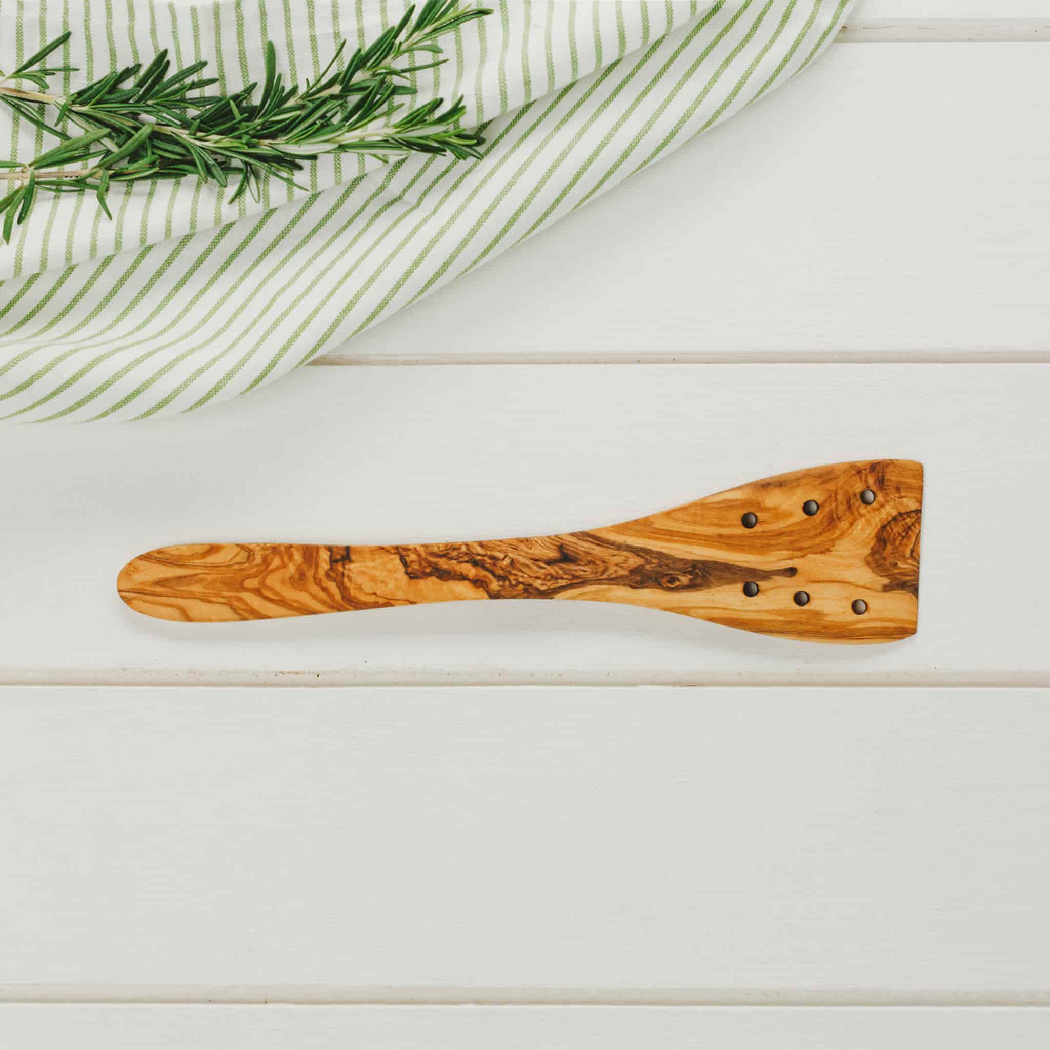Olive Wood Spatula with Holes, 30cm - Image 2