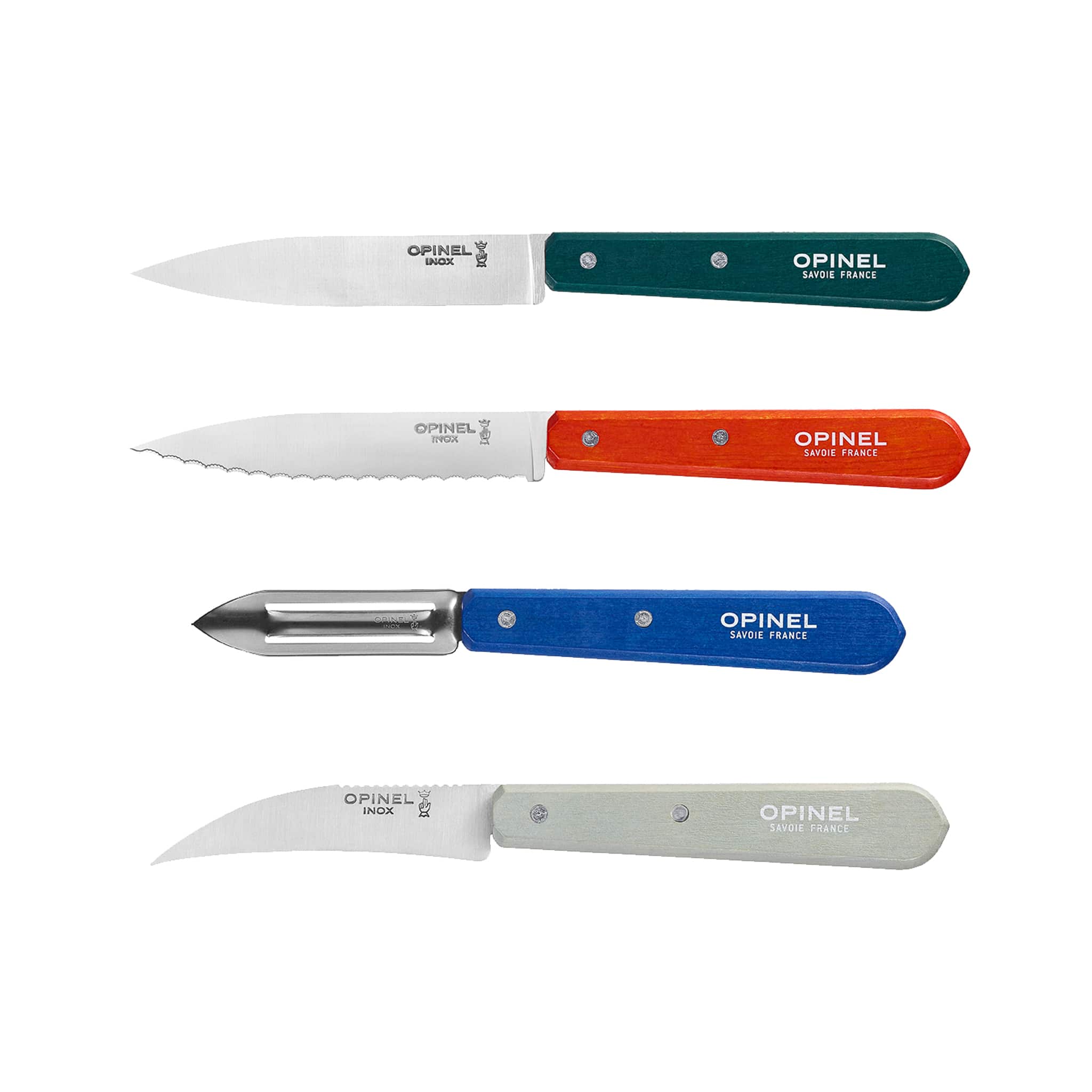 Opinel 4 Piece Red & Blue Kitchen Essentials Knife Set - Image 2
